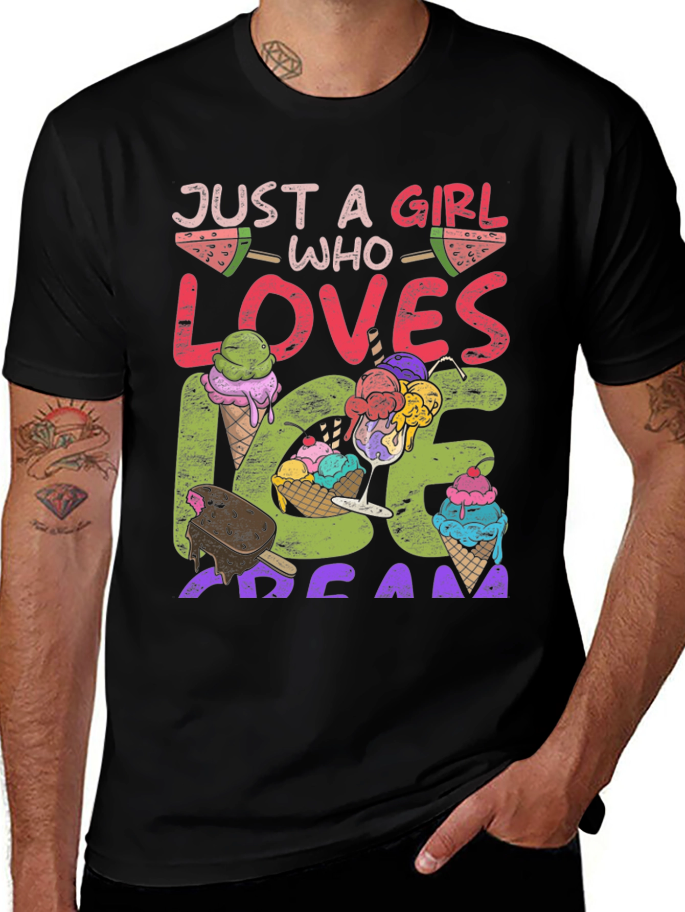 Girl Loves Ice Cream Graphic T-Shirt