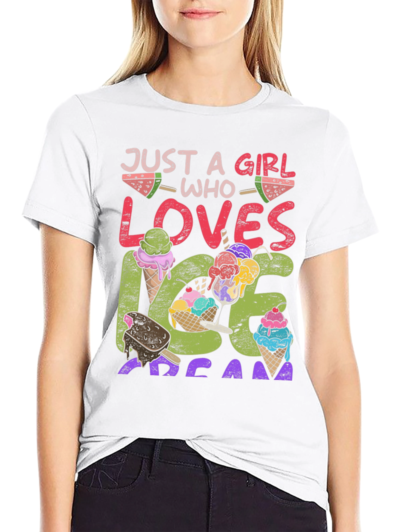 Girl Loves Ice Cream Graphic T-Shirt
