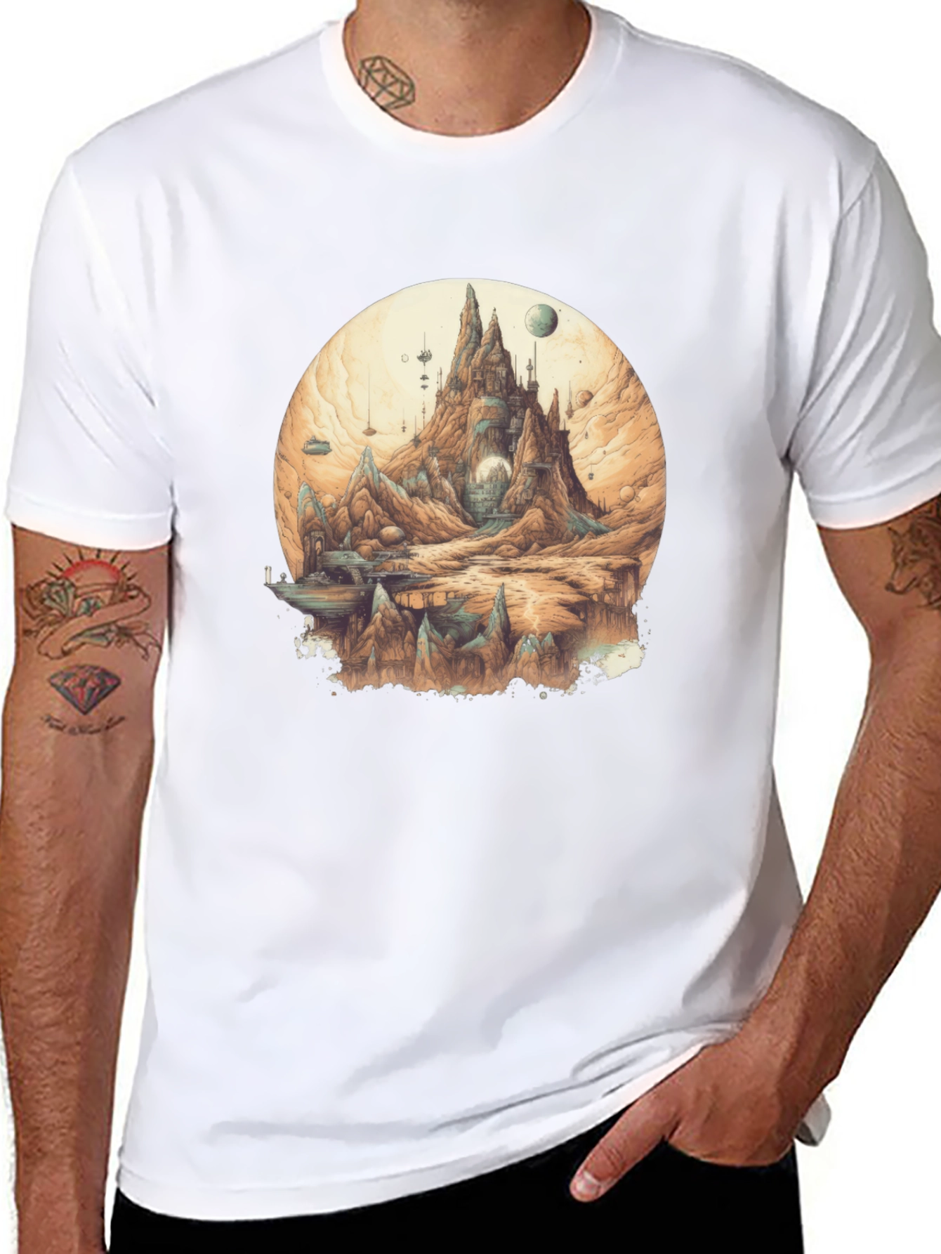 Fantasy Planetscape Graphic Tee - Unique Art T-Shirt