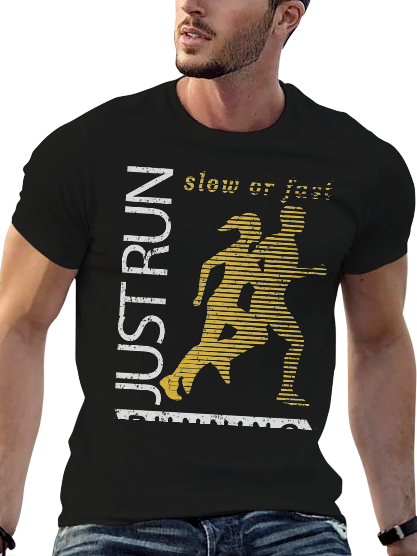 Just Run Graphic Tee - Mens Black Running Shirt