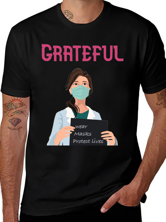 Grateful Nurse Graphic T-Shirt Wear Mask Protect Lives