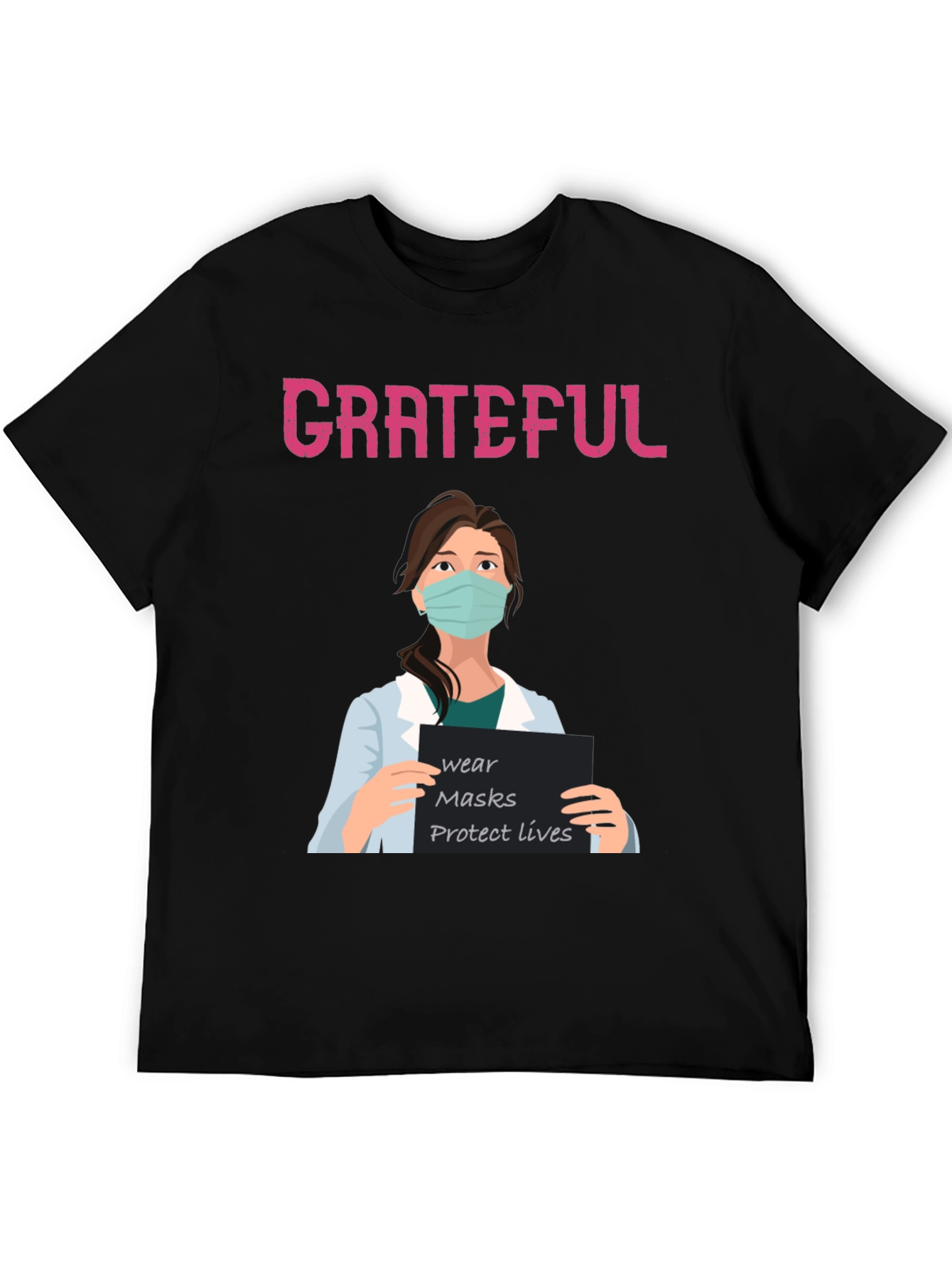 Grateful Nurse Graphic T-Shirt Wear Mask Protect Lives