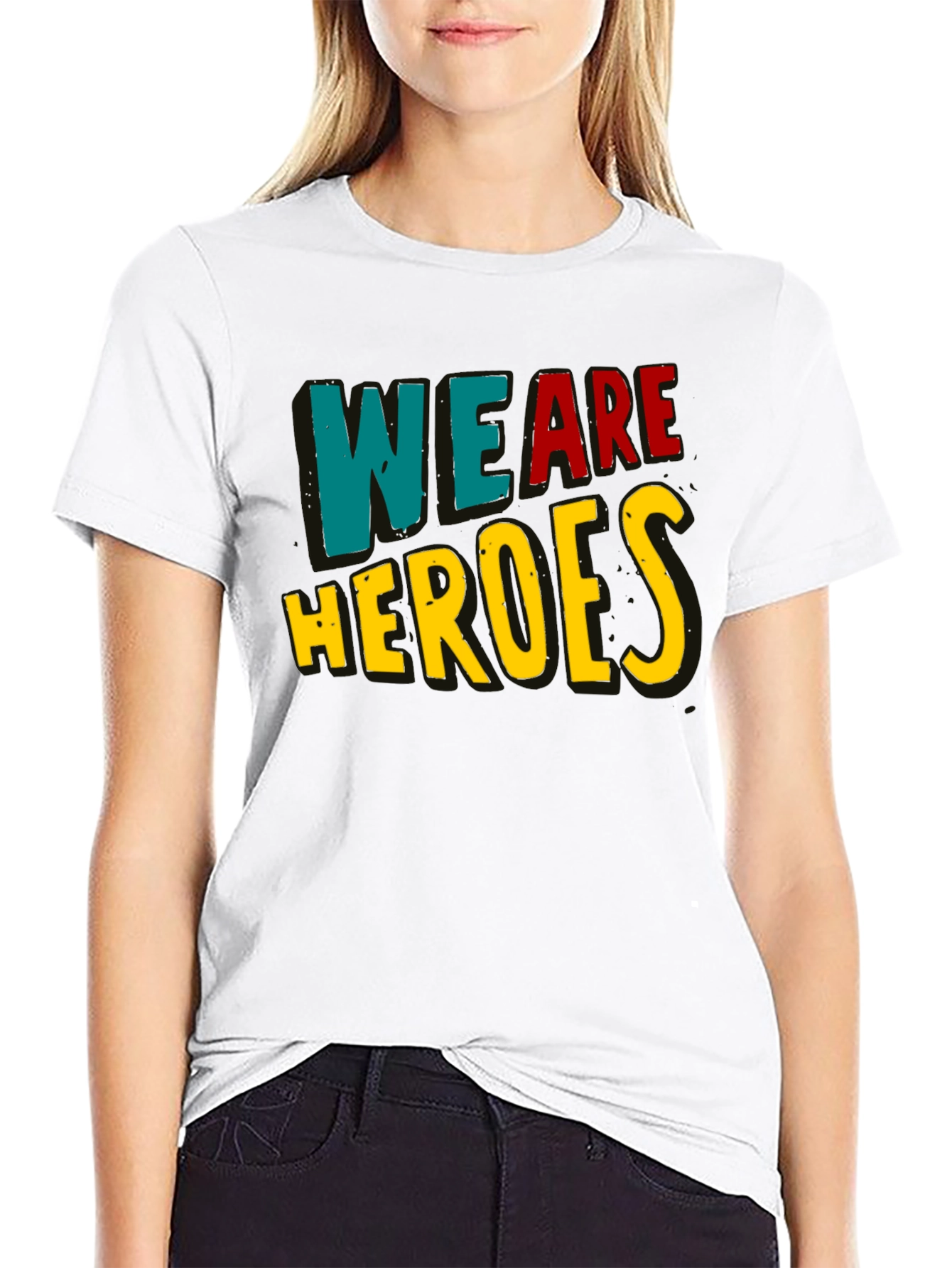 We Are Heroes T-Shirt - Black Crew Neck