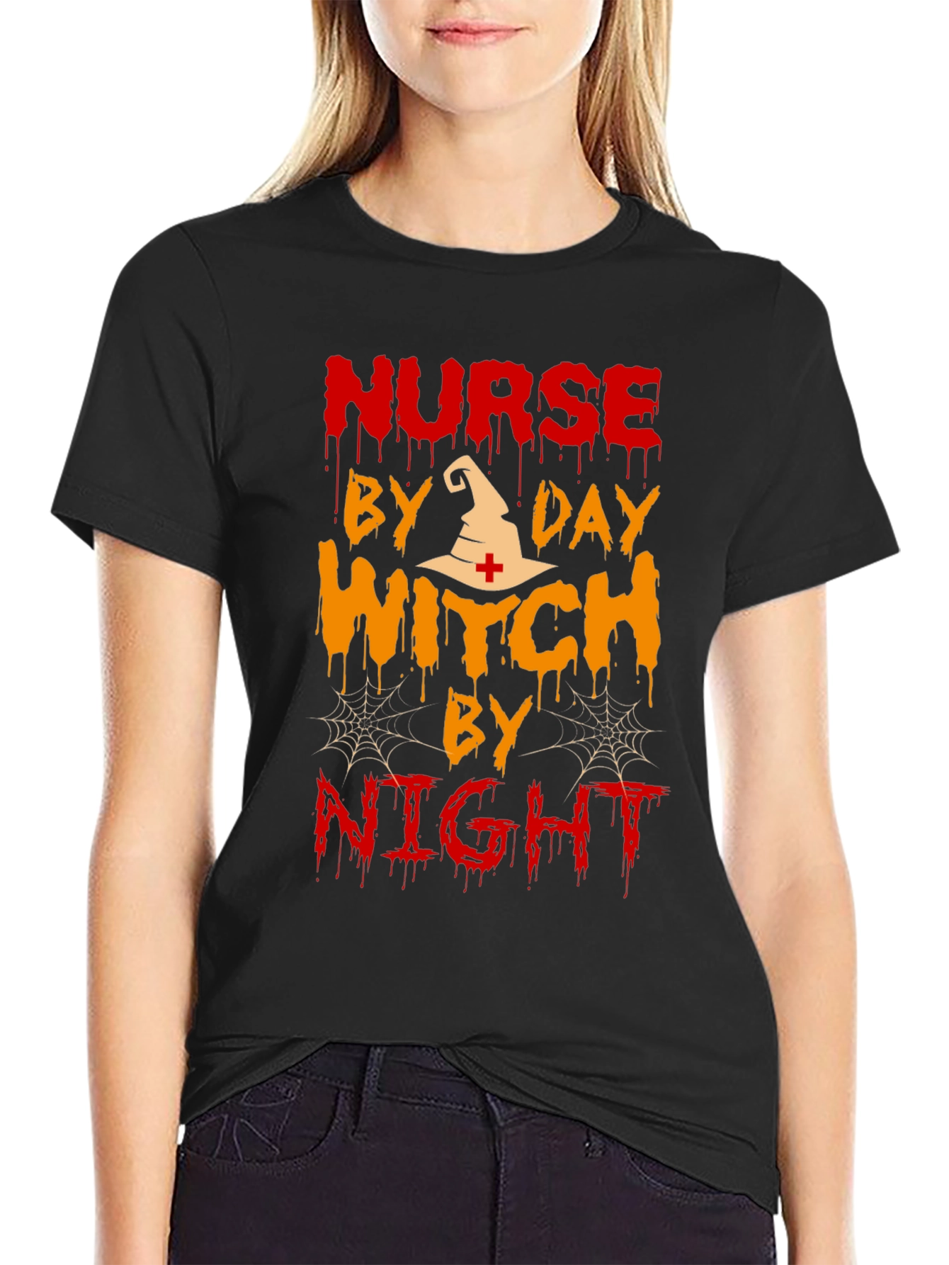 Nurse by Day Witch by Night Halloween T-Shirt