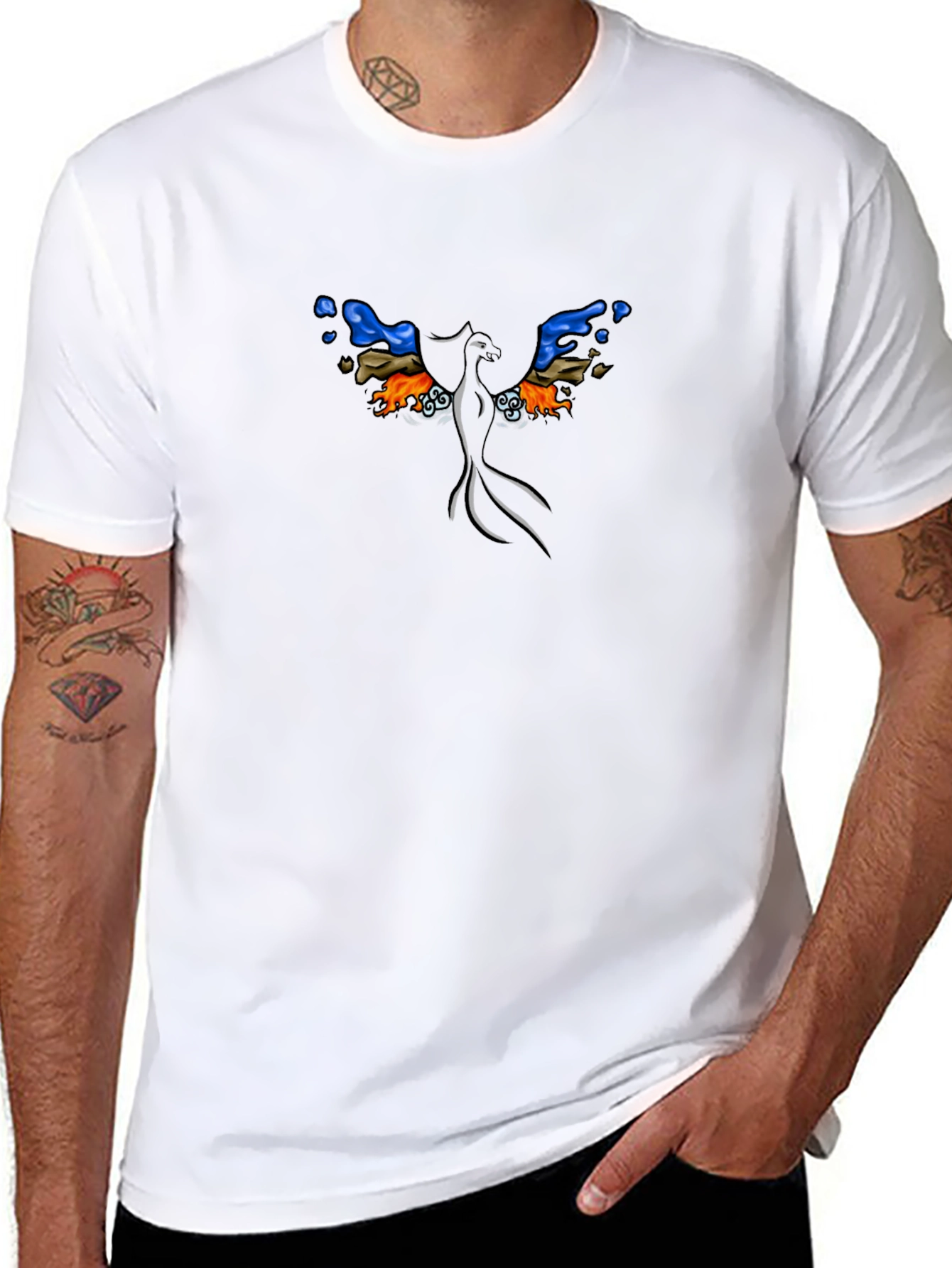 Phoenix Graphic Print Black T-Shirt