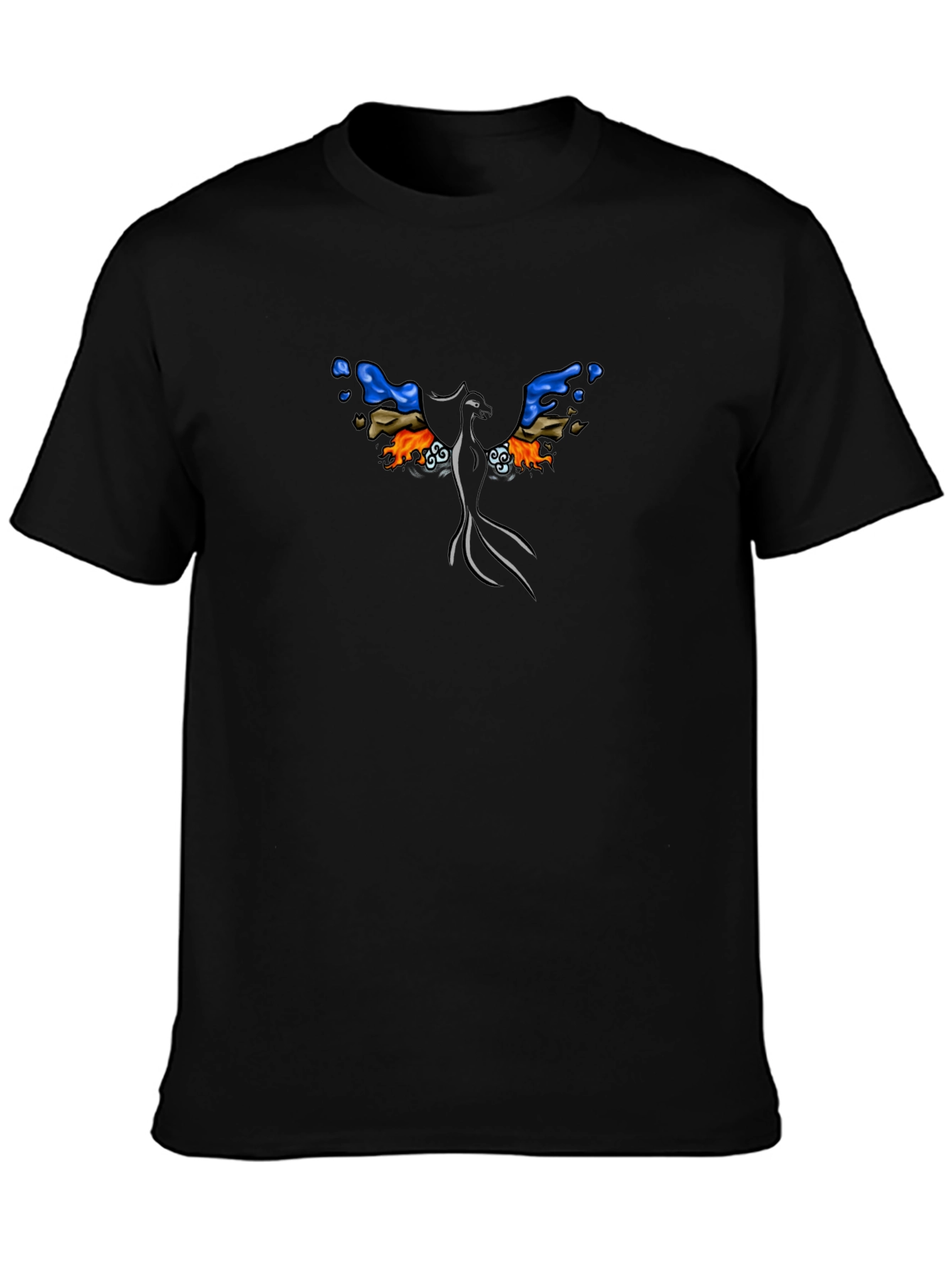 Phoenix Graphic Print Black T-Shirt