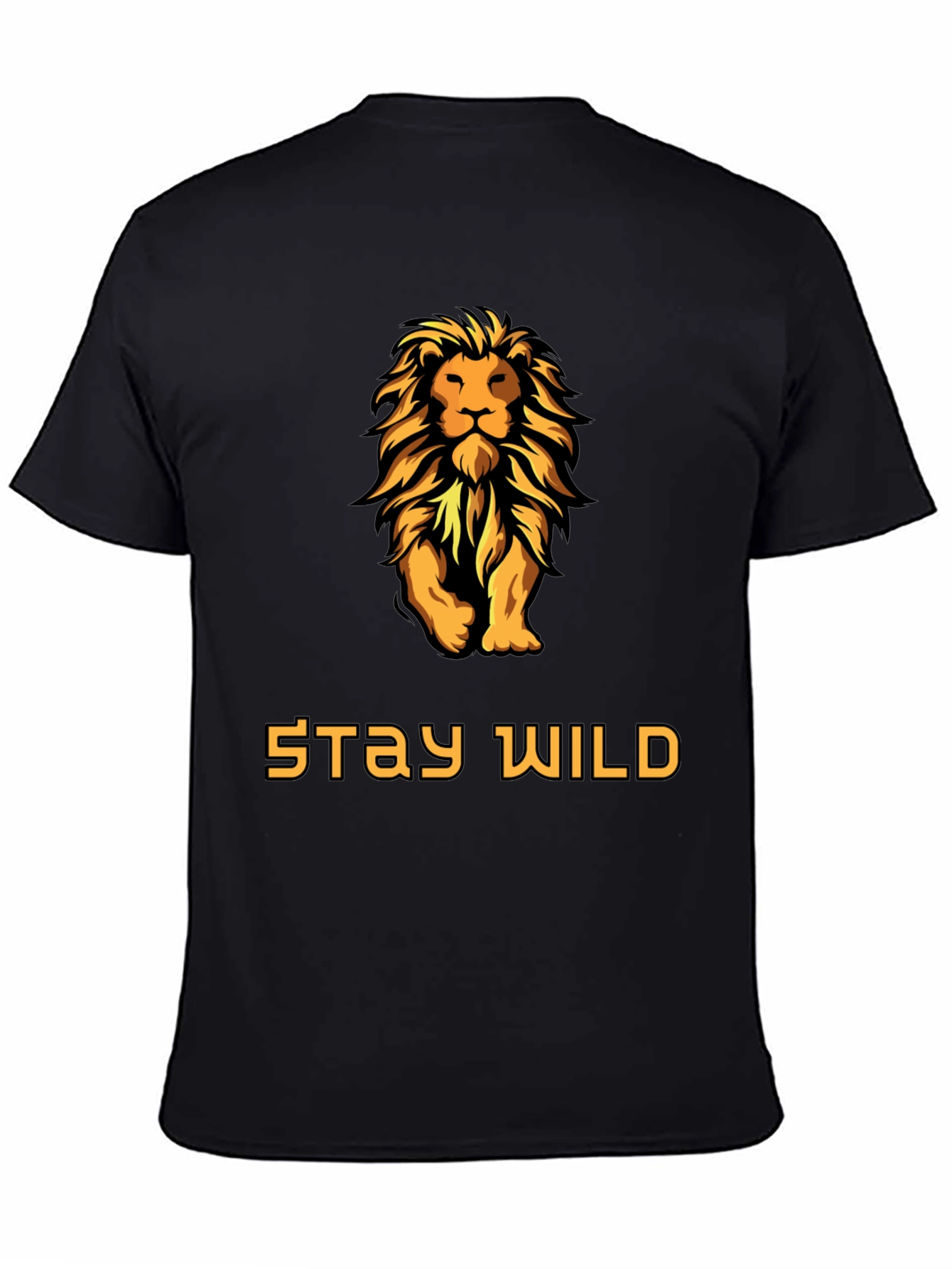Stay Wild Lion Graphic T-Shirt - Bold Black Tee