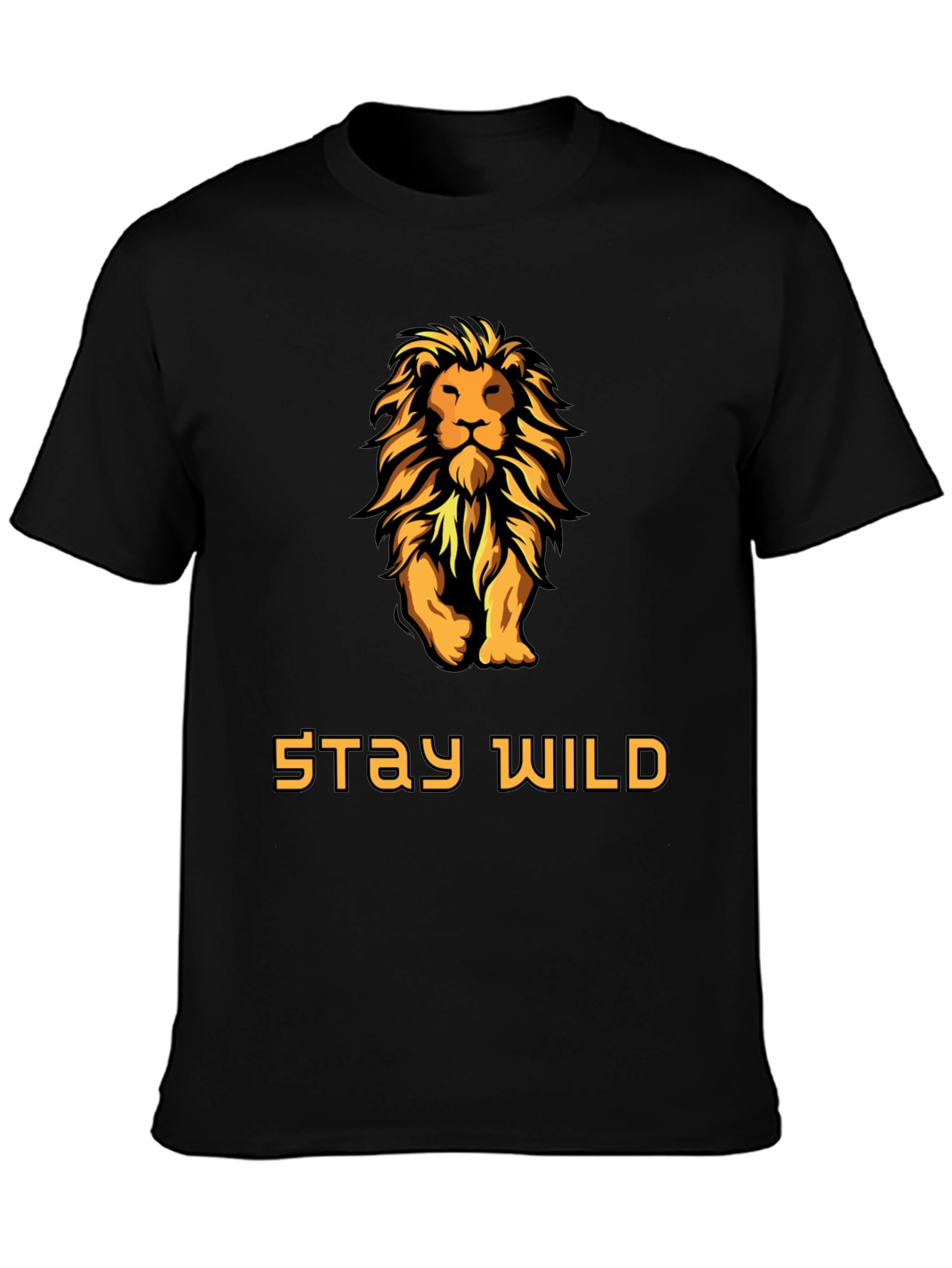 Stay Wild Lion Graphic T-Shirt - Bold Black Tee