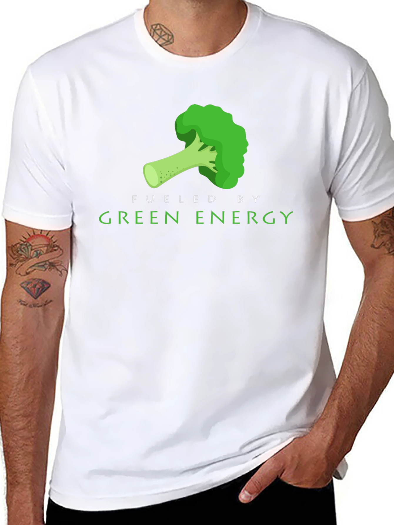 Fueled By Green Energy Broccoli Graphic T-Shirt