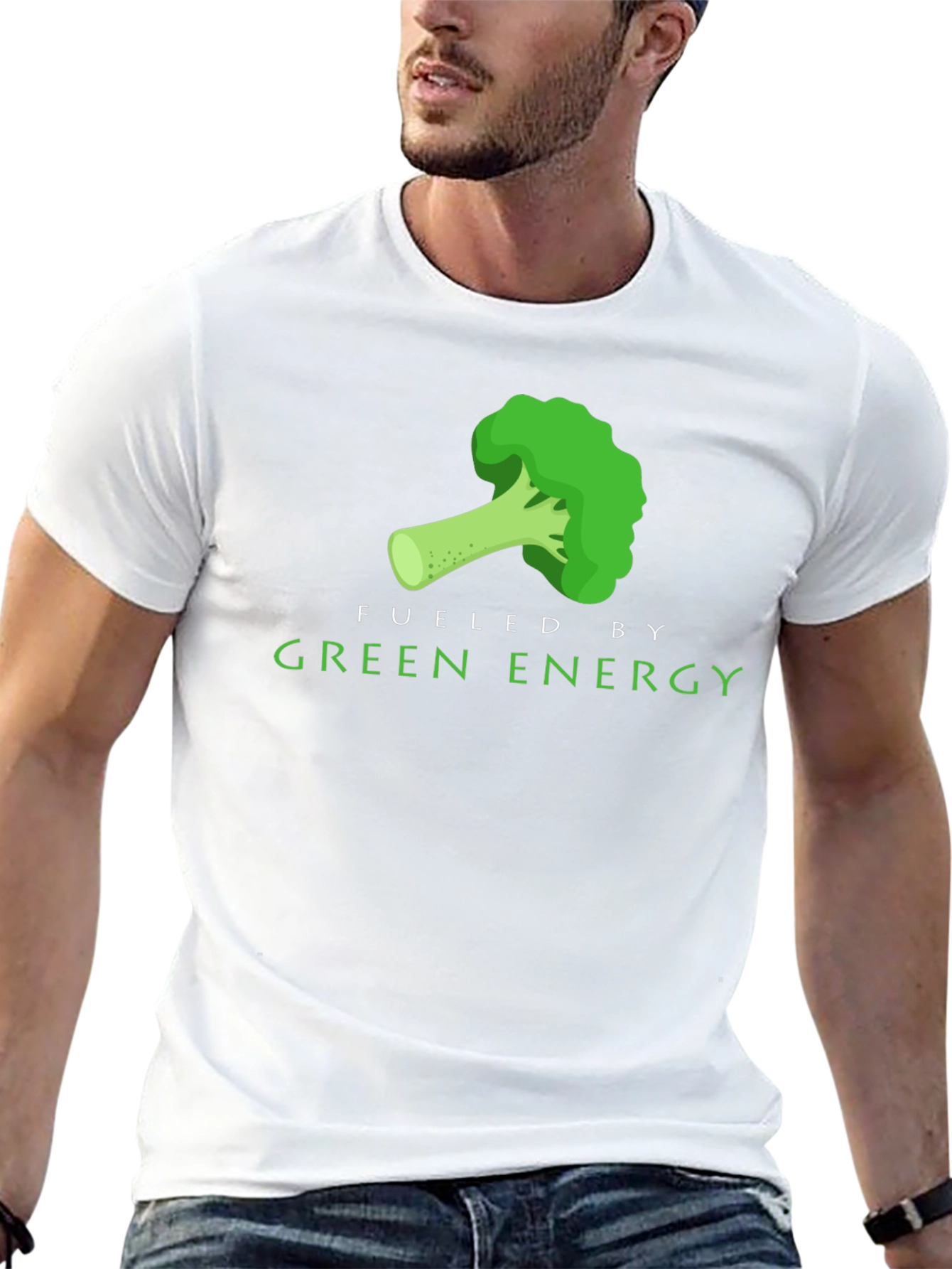 Fueled By Green Energy Broccoli Graphic T-Shirt