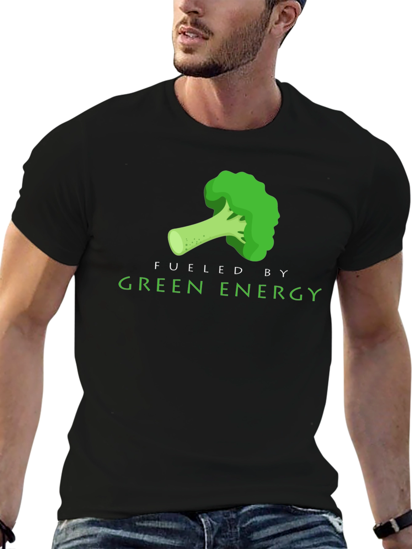 Fueled By Green Energy Broccoli Graphic T-Shirt