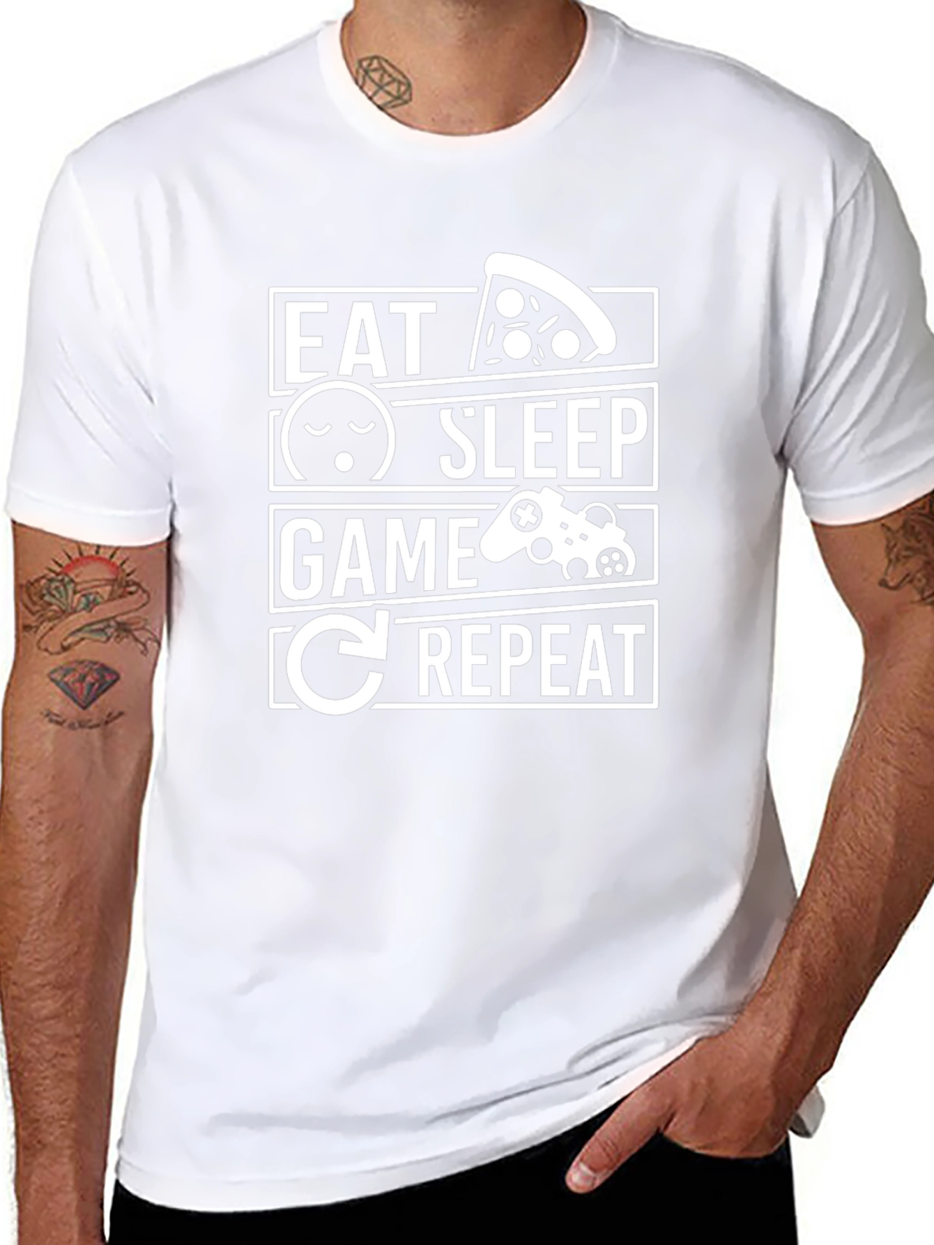 Eat Sleep Game Repeat Black T-Shirt