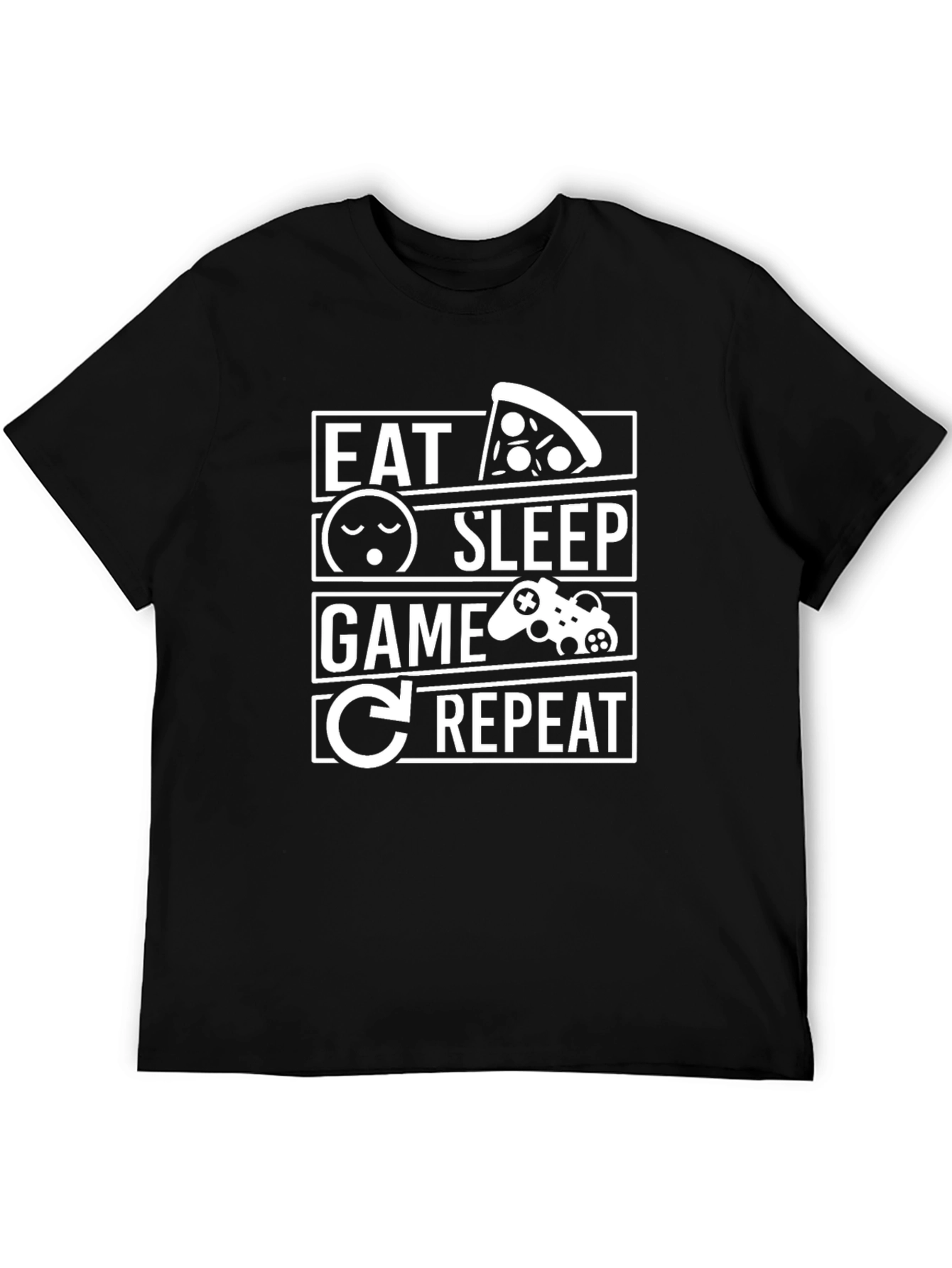 Eat Sleep Game Repeat Black T-Shirt