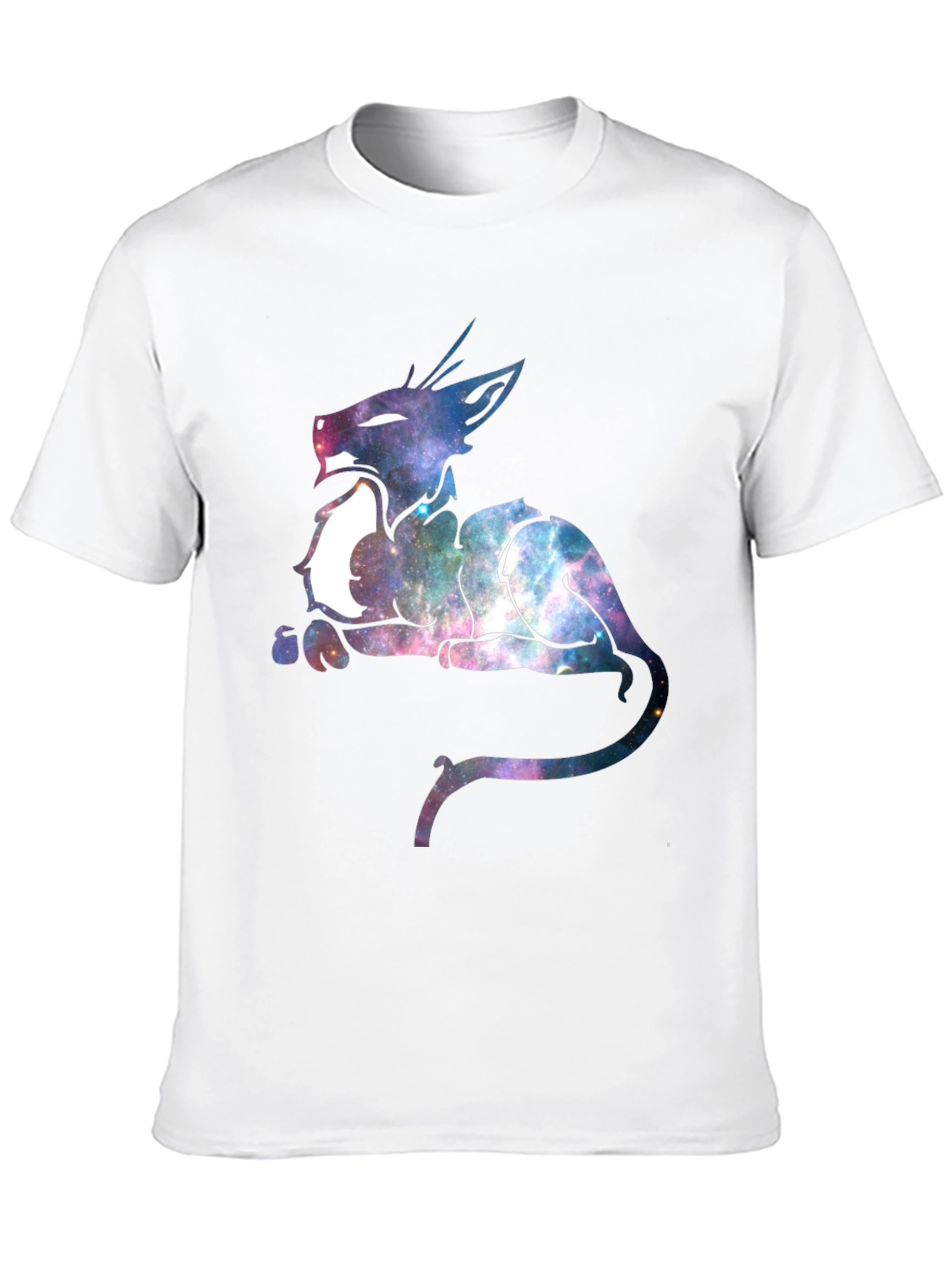 Galaxy Cat Graphic Print Black T-Shirt