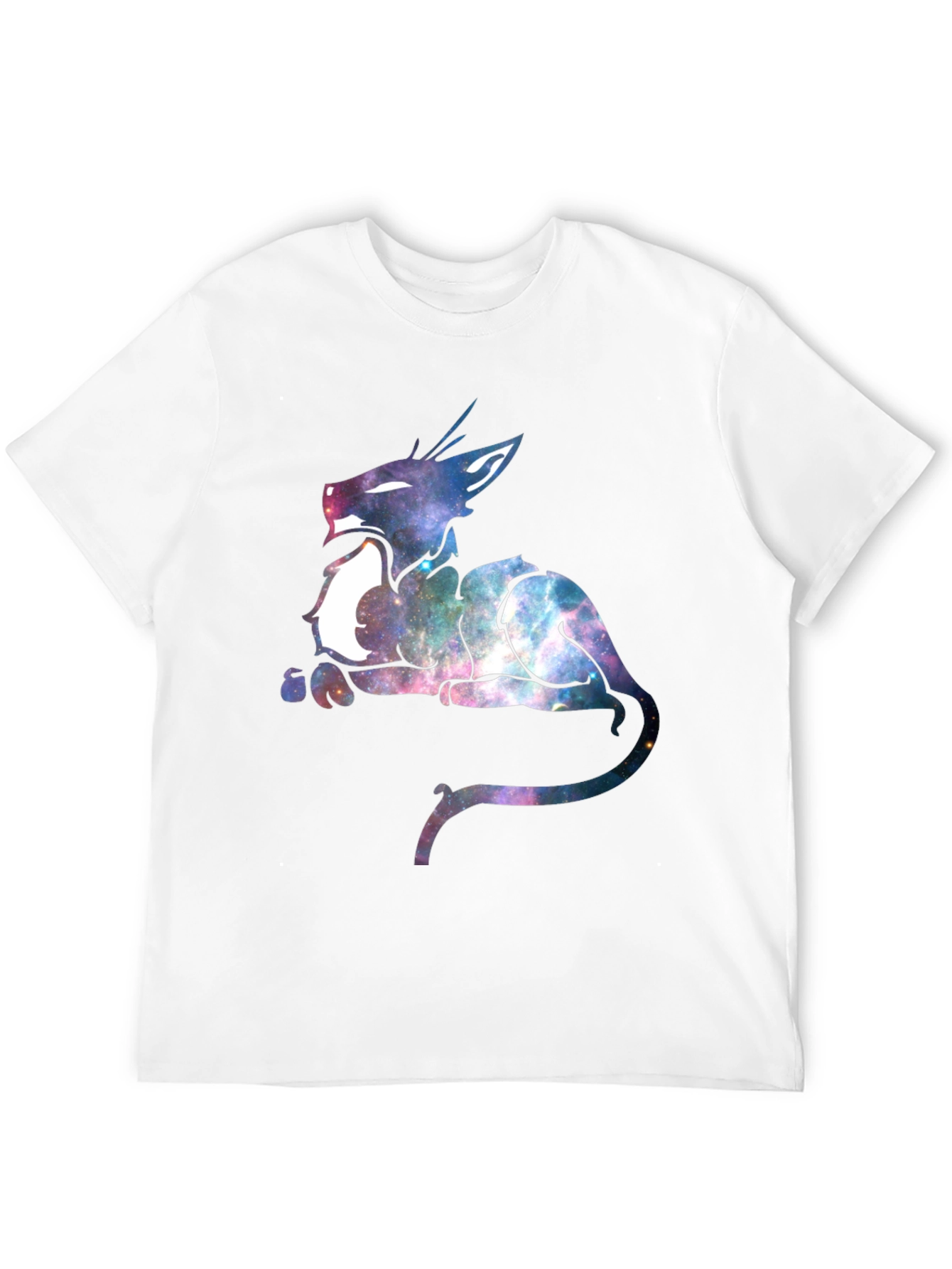Galaxy Cat Graphic Print Black T-Shirt