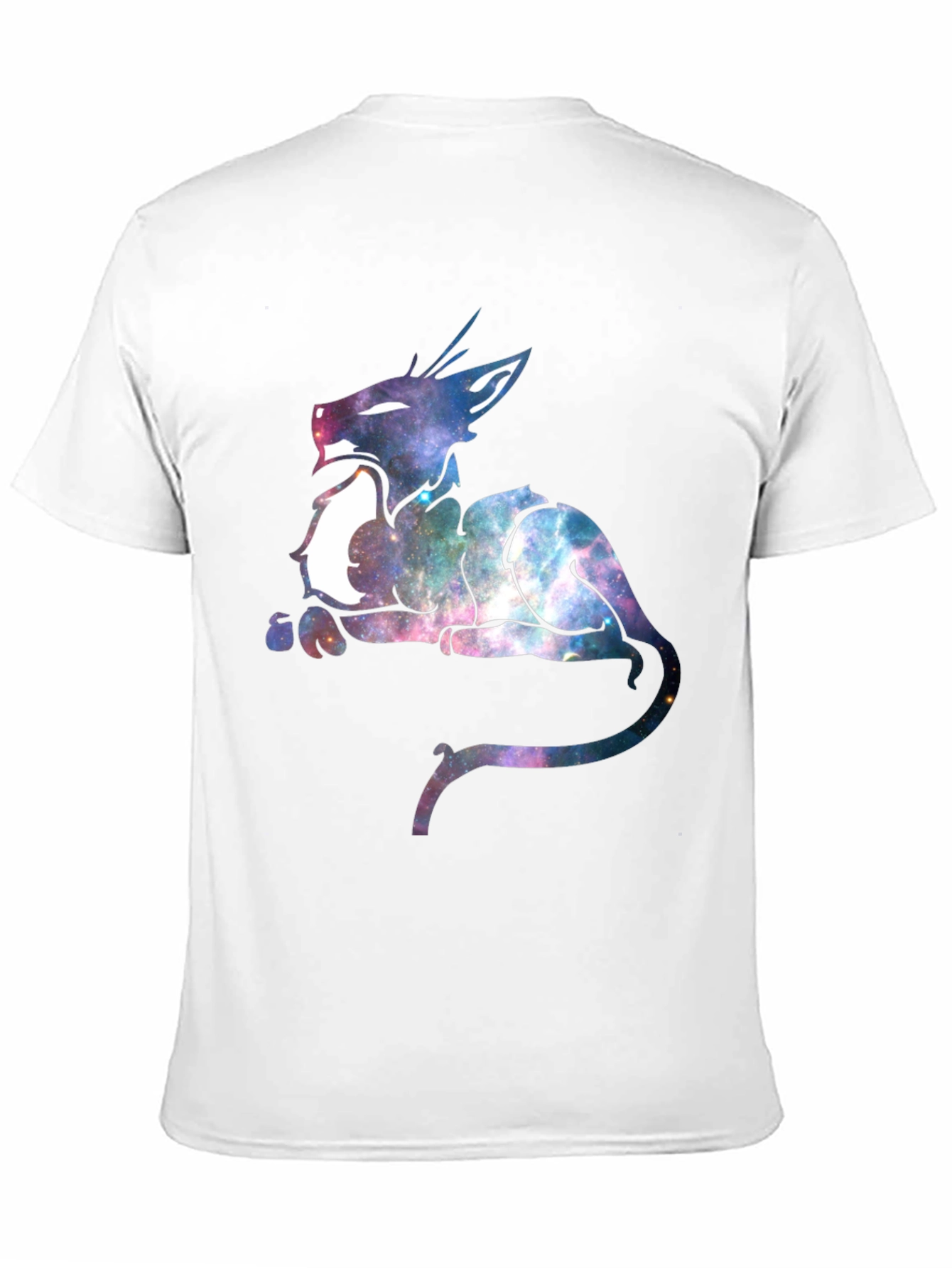 Galaxy Cat Graphic Print Black T-Shirt