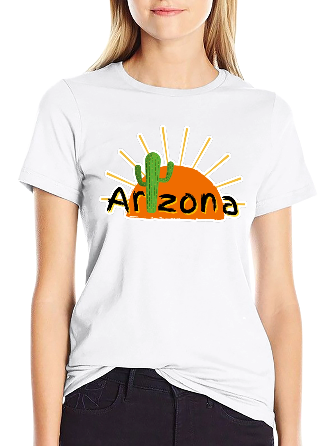 Arizona Sunset Cactus Black Graphic Tee