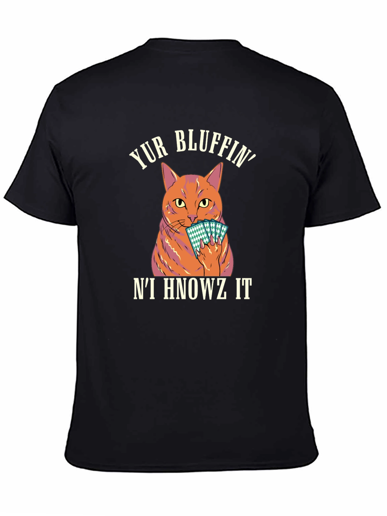 Yur Bluffin Cat Graphic T-Shirt - Black