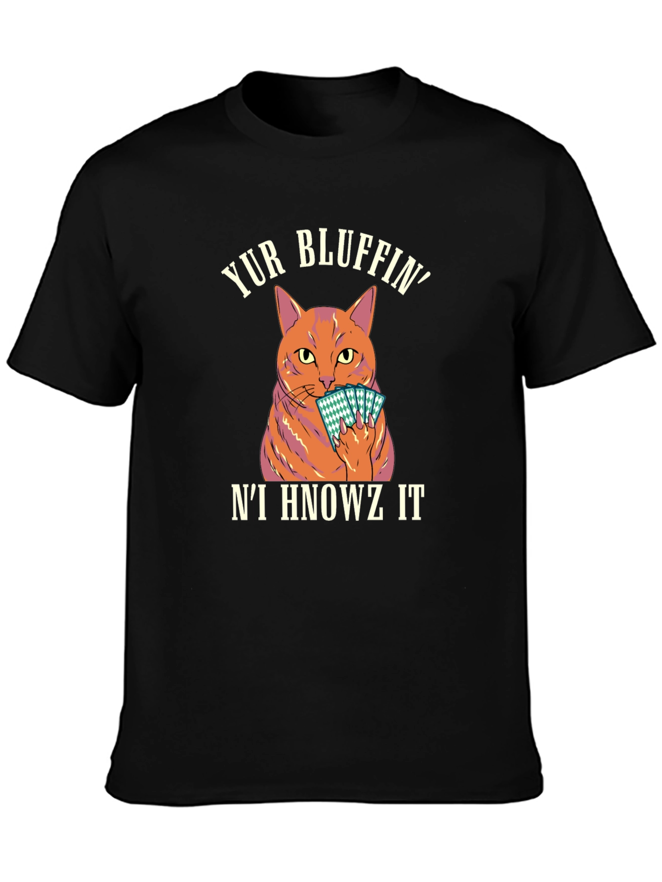 Yur Bluffin Cat Graphic T-Shirt - Black