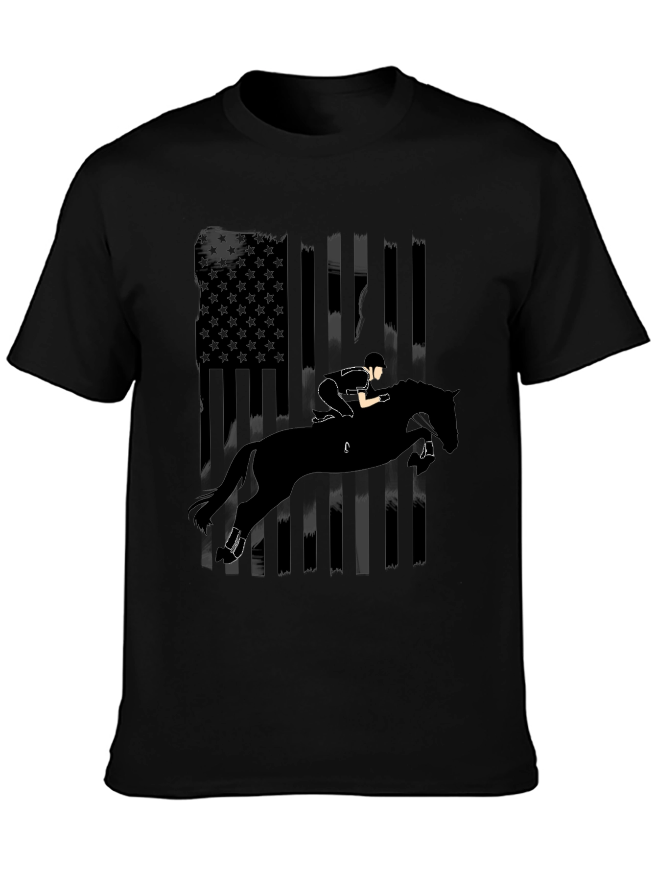 American Flag Horse Jumping Silhouette T-Shirt