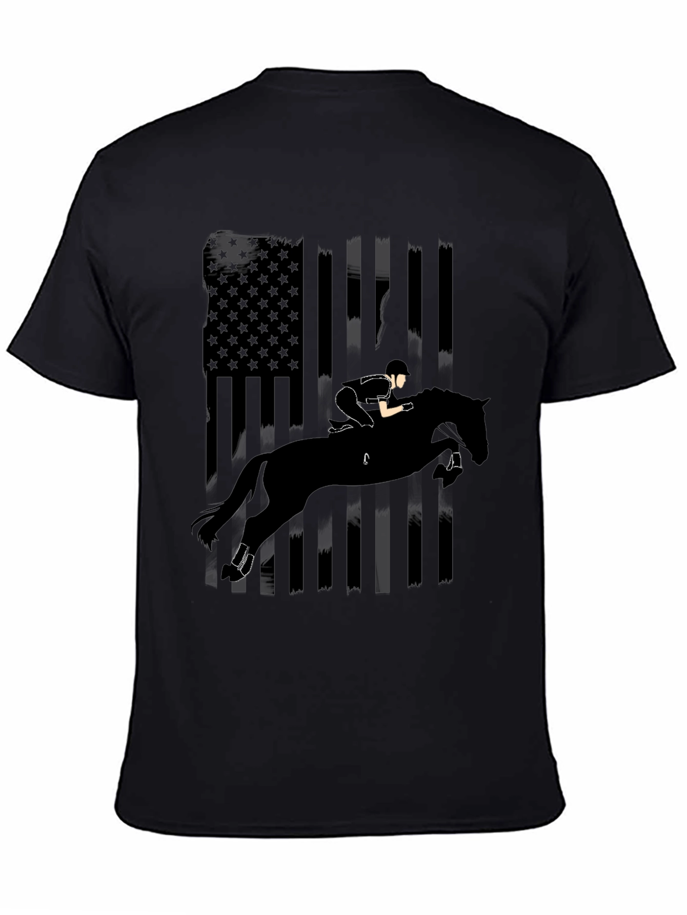 American Flag Horse Jumping Silhouette T-Shirt