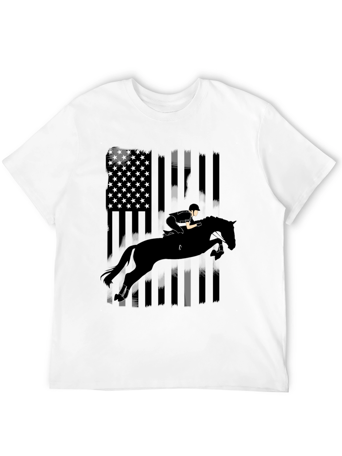 American Flag Horse Jumping Silhouette T-Shirt