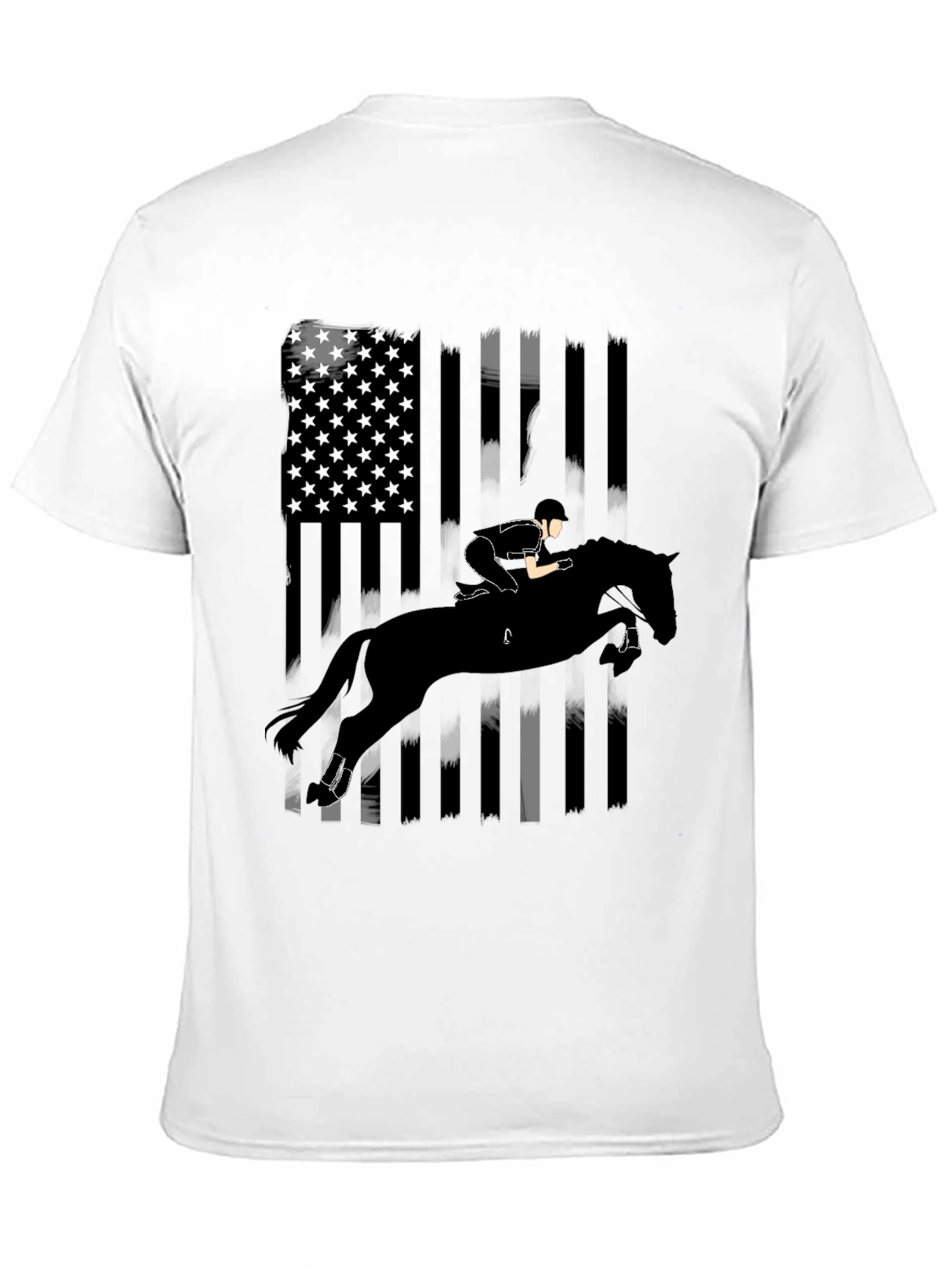 American Flag Horse Jumping Silhouette T-Shirt