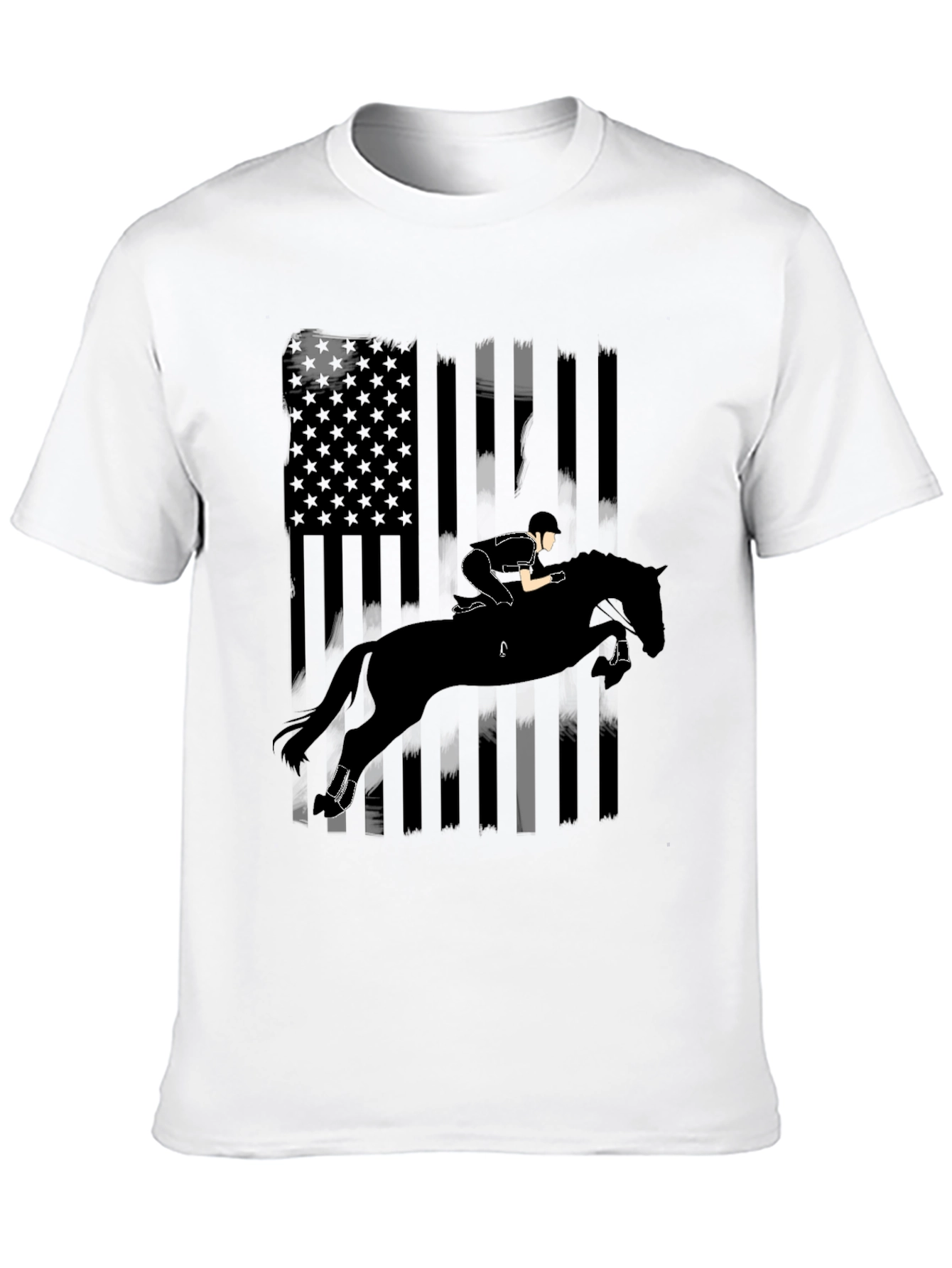 American Flag Horse Jumping Silhouette T-Shirt