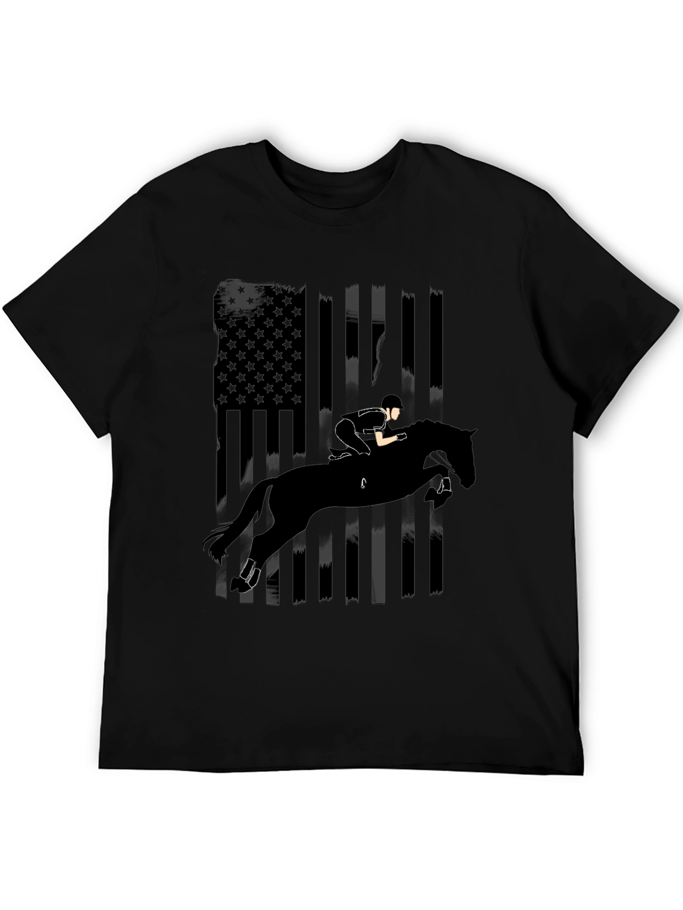 American Flag Horse Jumping Silhouette T-Shirt