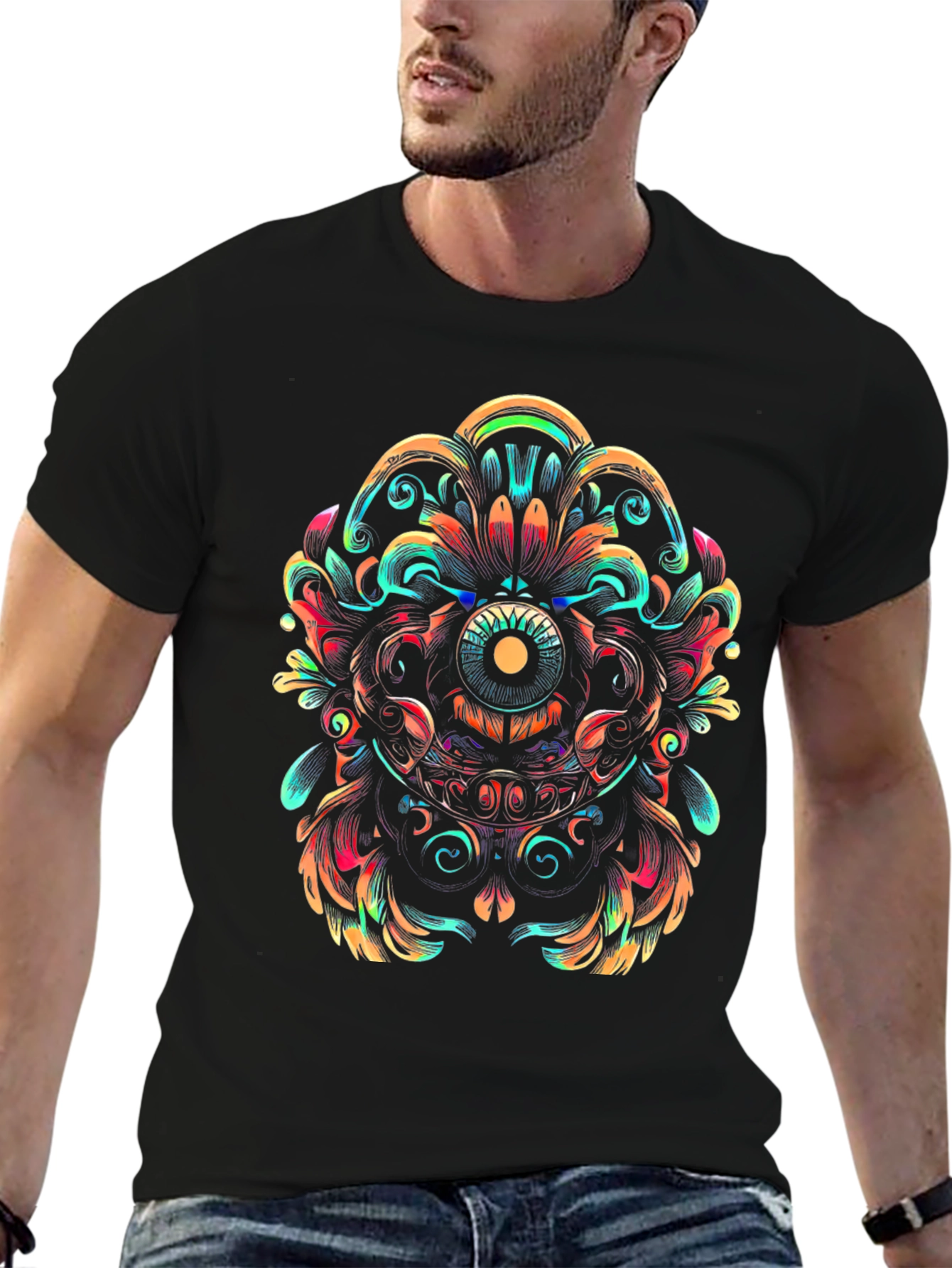 Eye Mandala Graphic Black T-Shirt