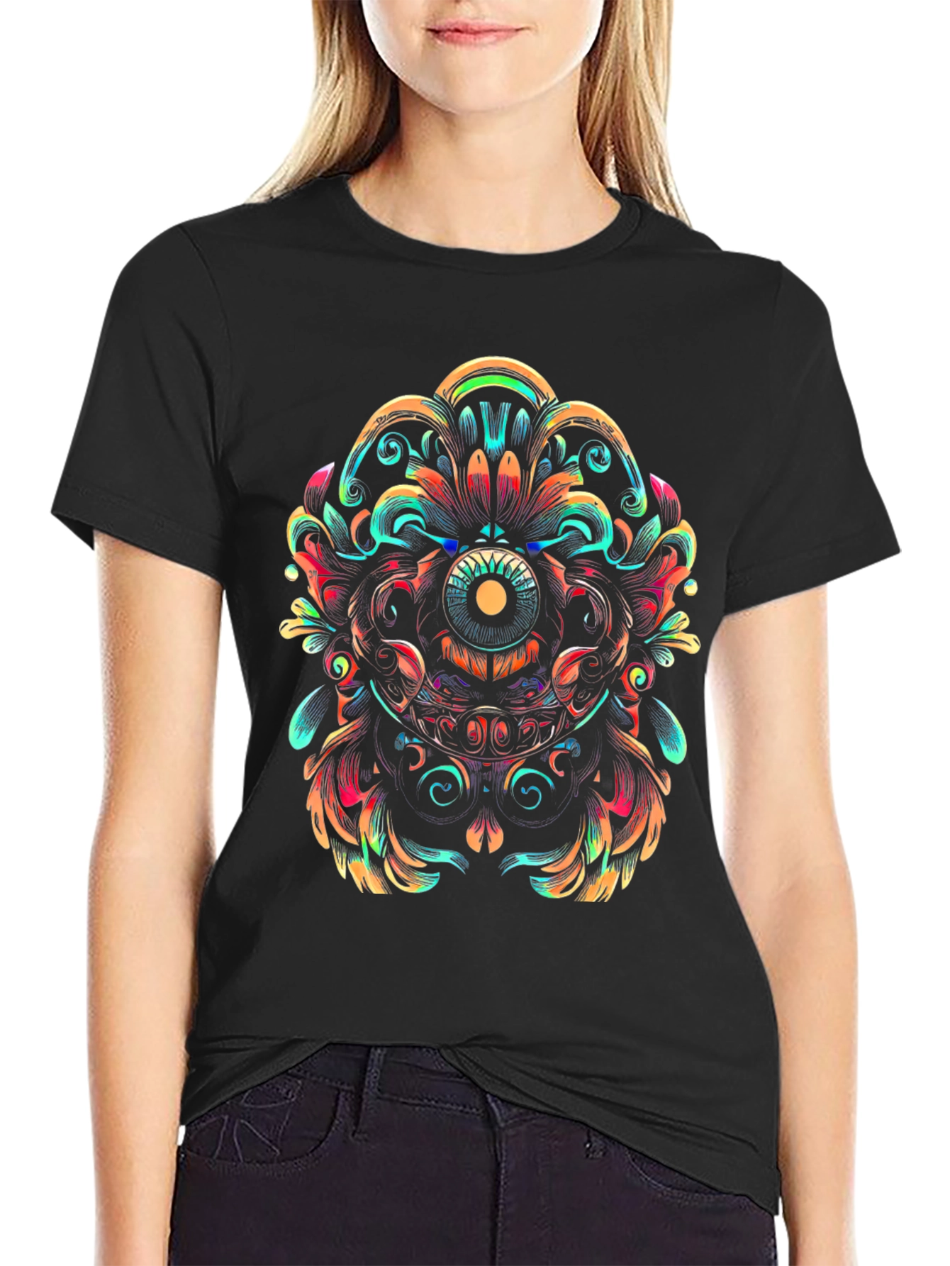 Eye Mandala Graphic Black T-Shirt