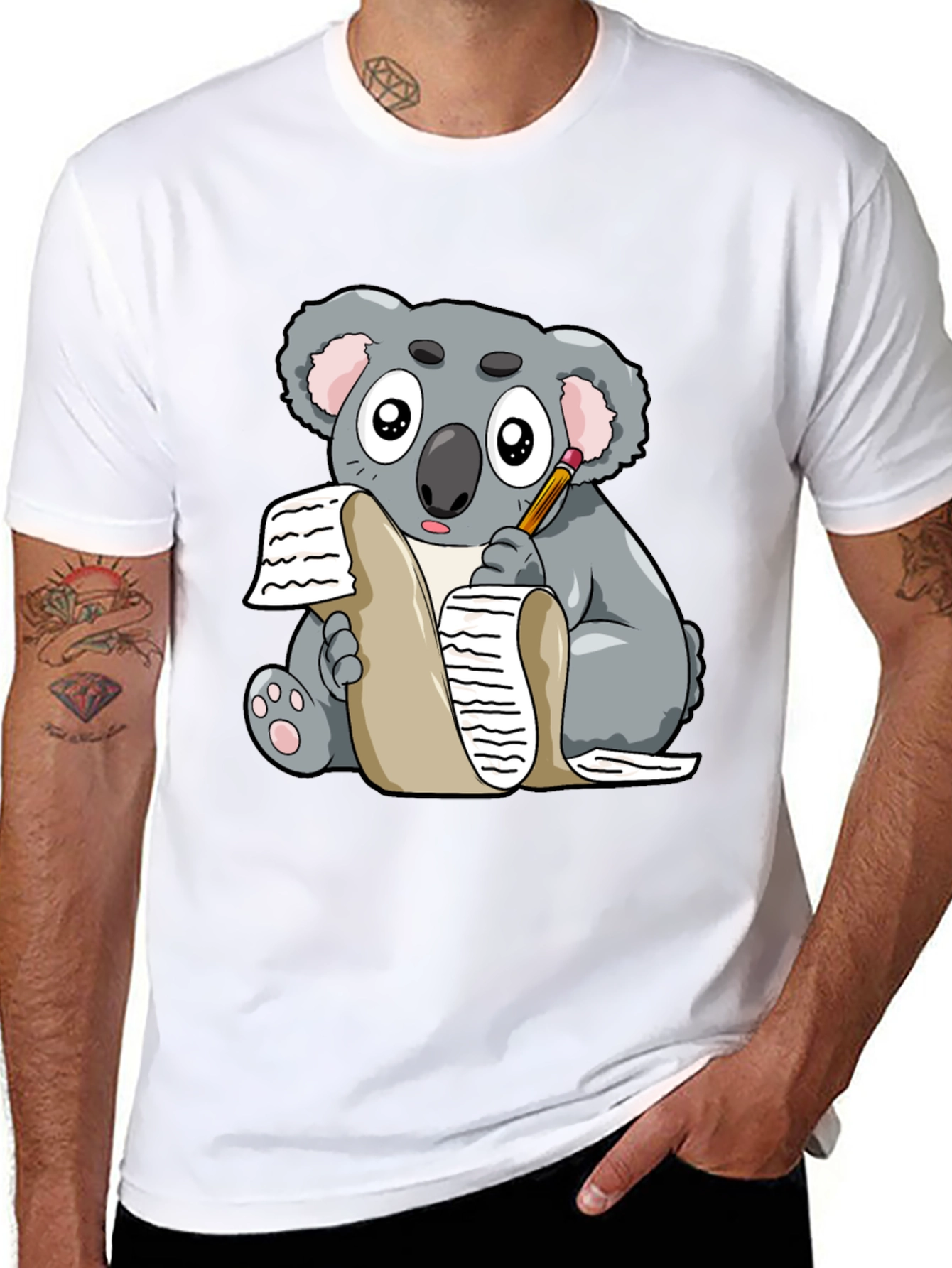 Koala Writer Graphic T-Shirt - Unisex Tee
