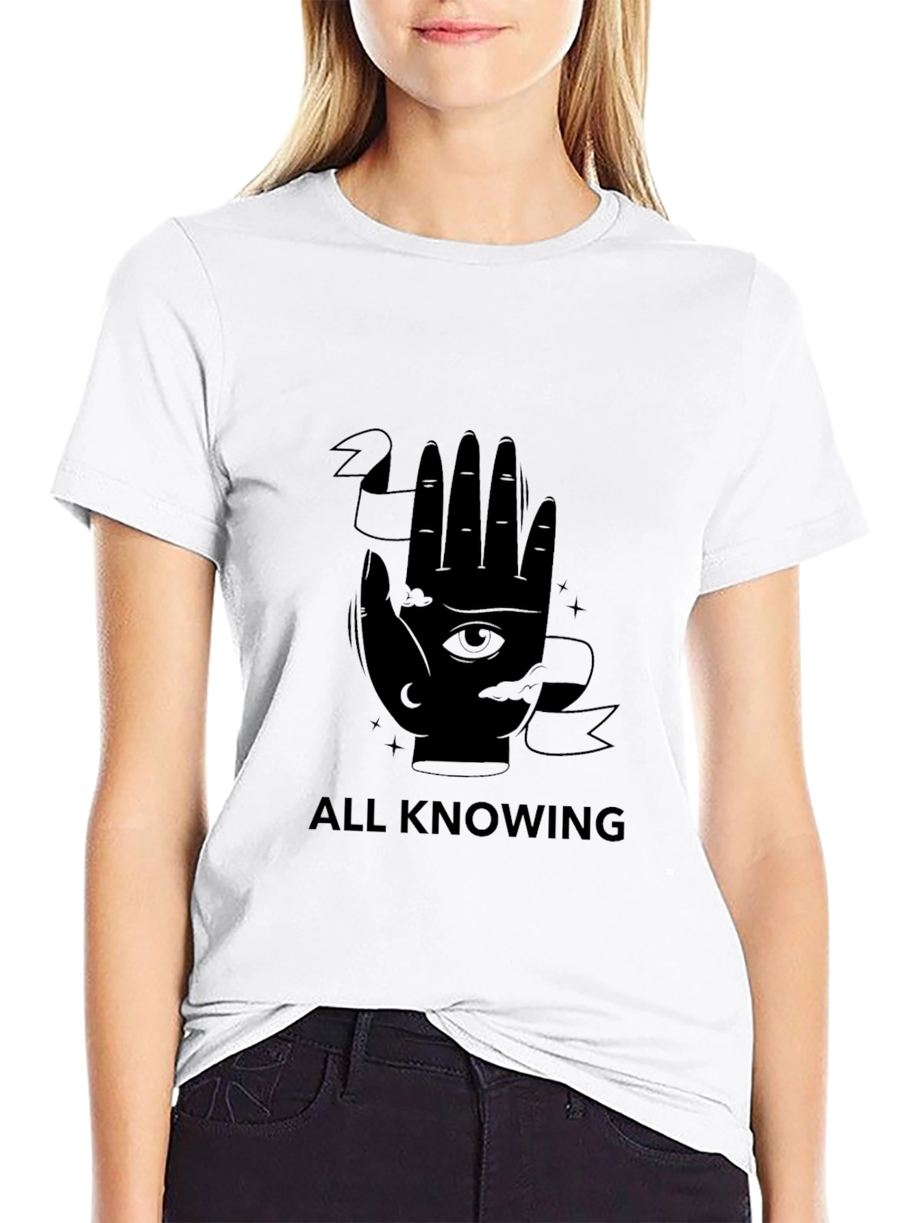 All Knowing Graphic Tee - Stylish Black T-Shirt