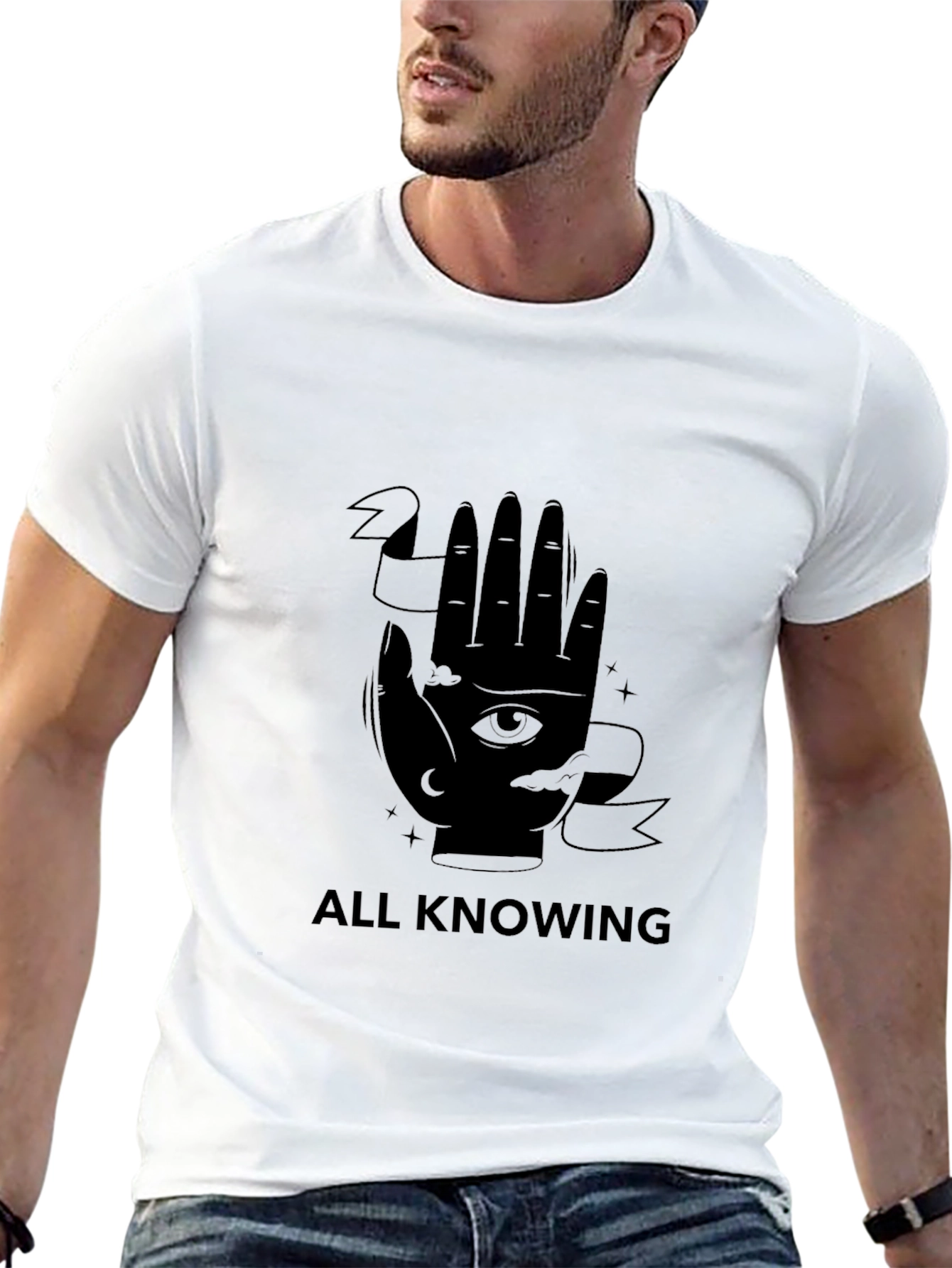 All Knowing Graphic Tee - Stylish Black T-Shirt