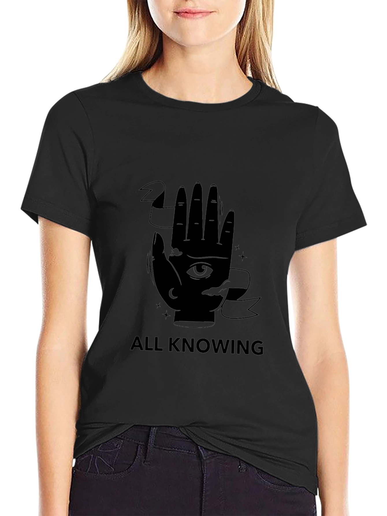 All Knowing Graphic Tee - Stylish Black T-Shirt