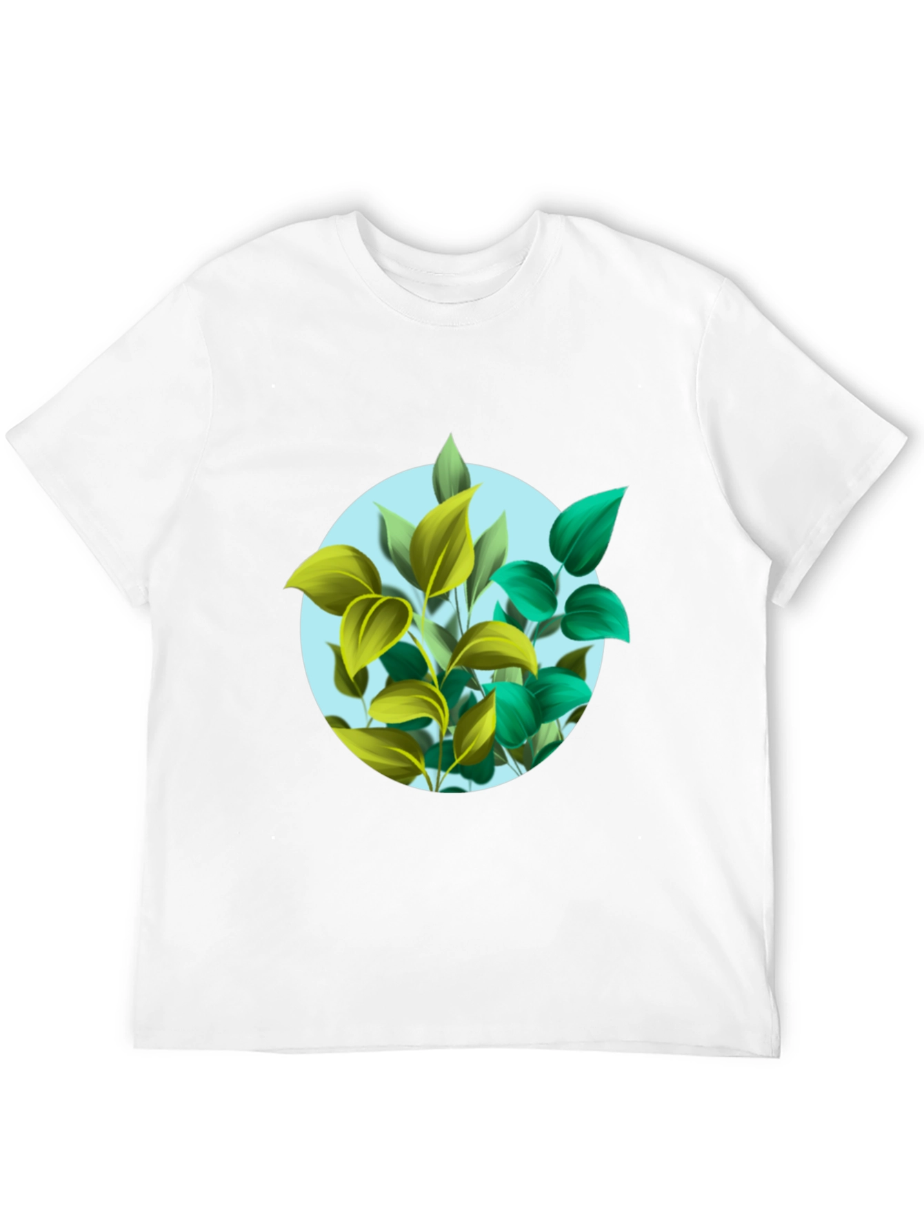 Leaf Circle Graphic Print Black T-Shirt
