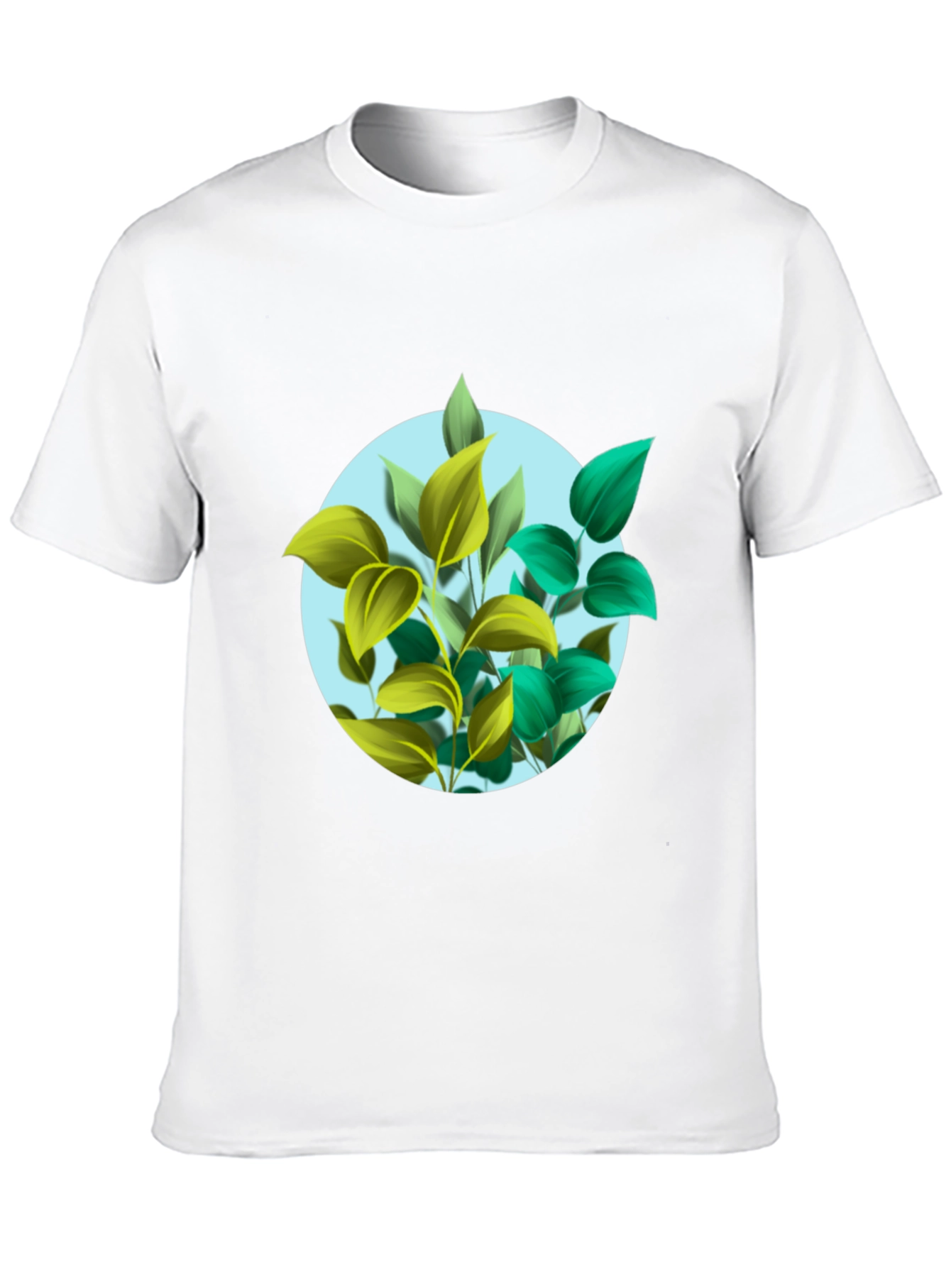 Leaf Circle Graphic Print Black T-Shirt
