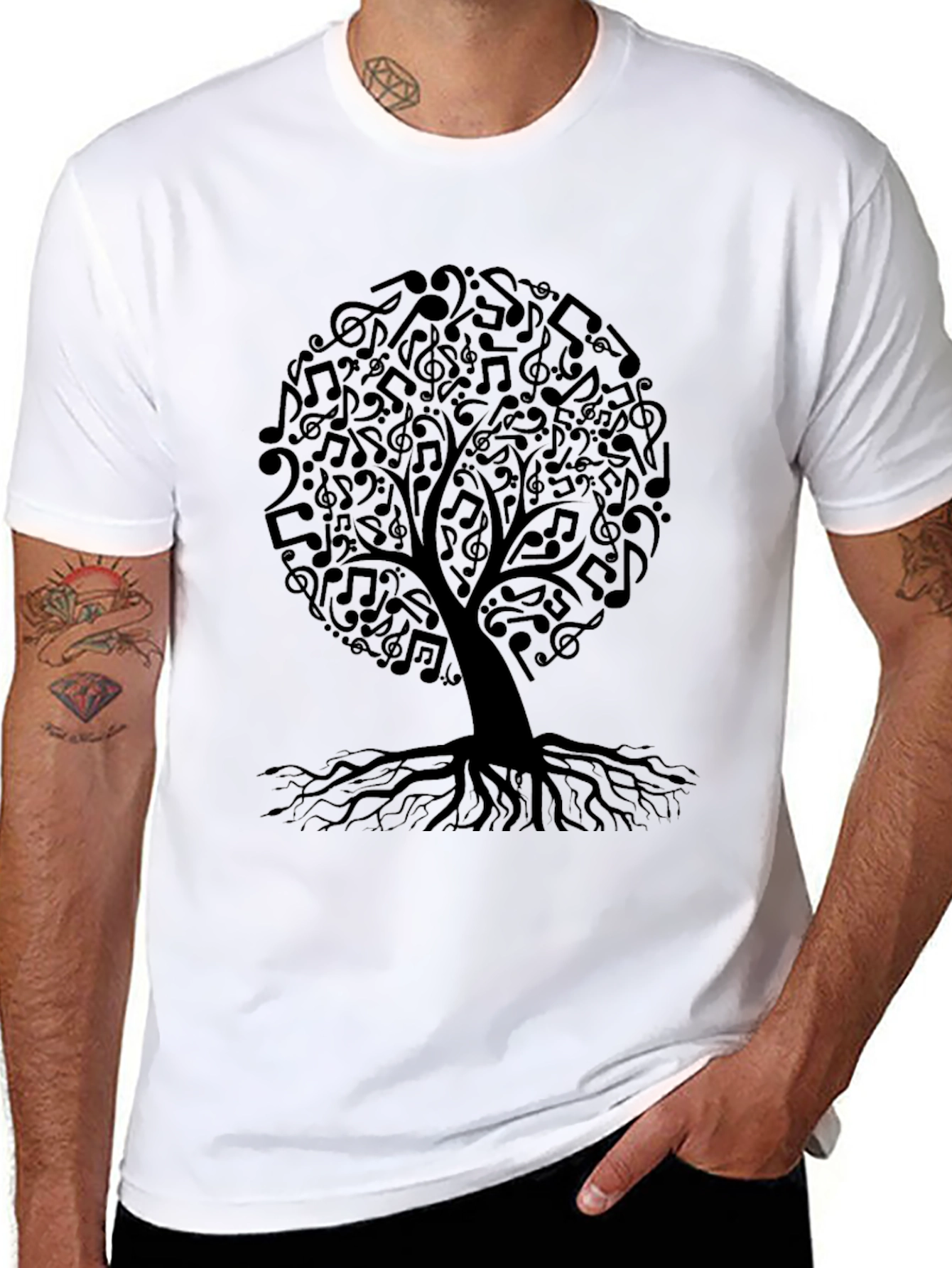 Music Notes Tree Graphic T-Shirt