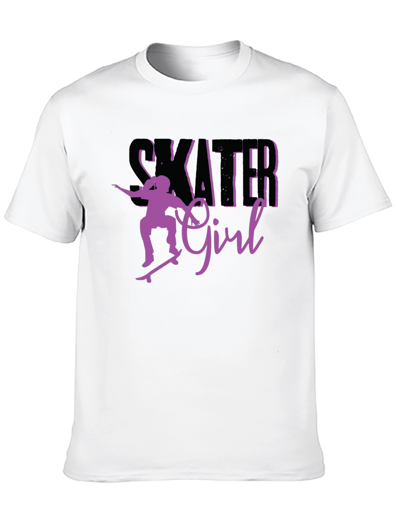 Skater Girl Graphic Tee - Black Cotton T-Shirt