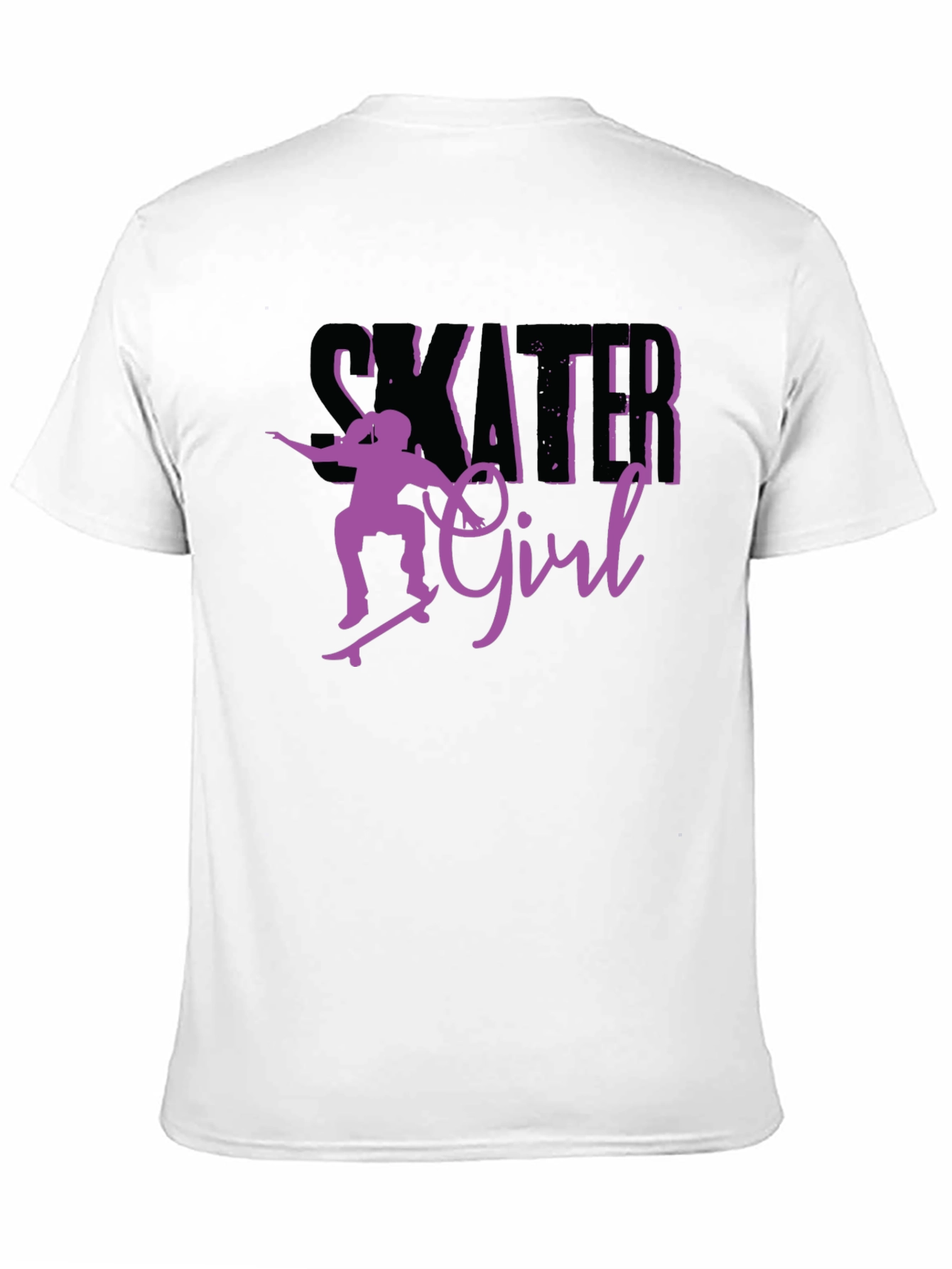 Skater Girl Graphic Tee - Black Cotton T-Shirt