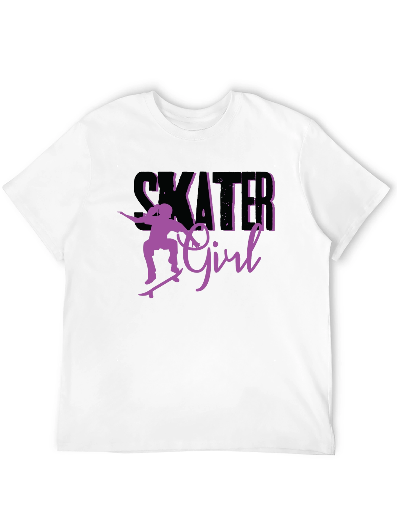 Skater Girl Graphic Tee - Black Cotton T-Shirt