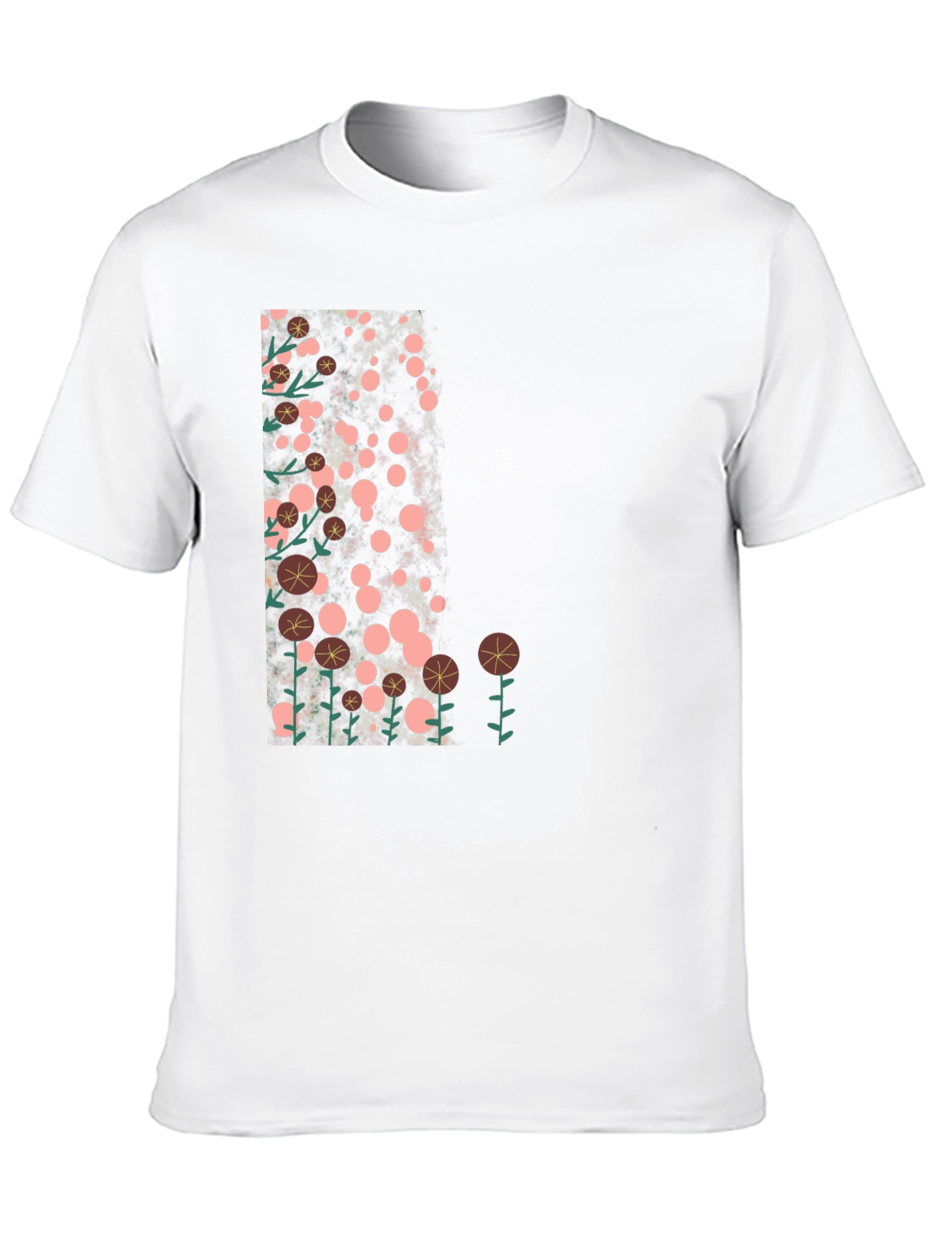 Floral Design Black T-Shirt - Casual Style