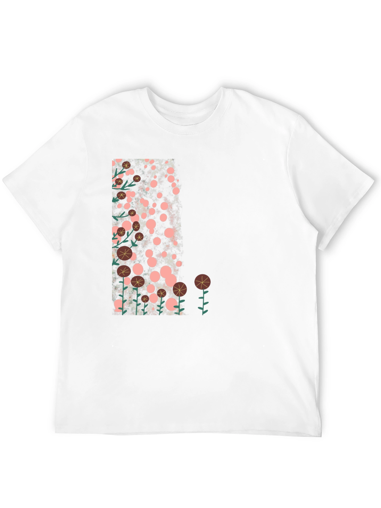 Floral Design Black T-Shirt - Casual Style