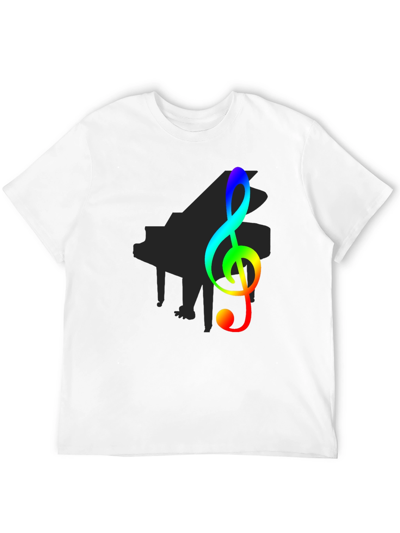 Rainbow Treble Clef Black T-Shirt