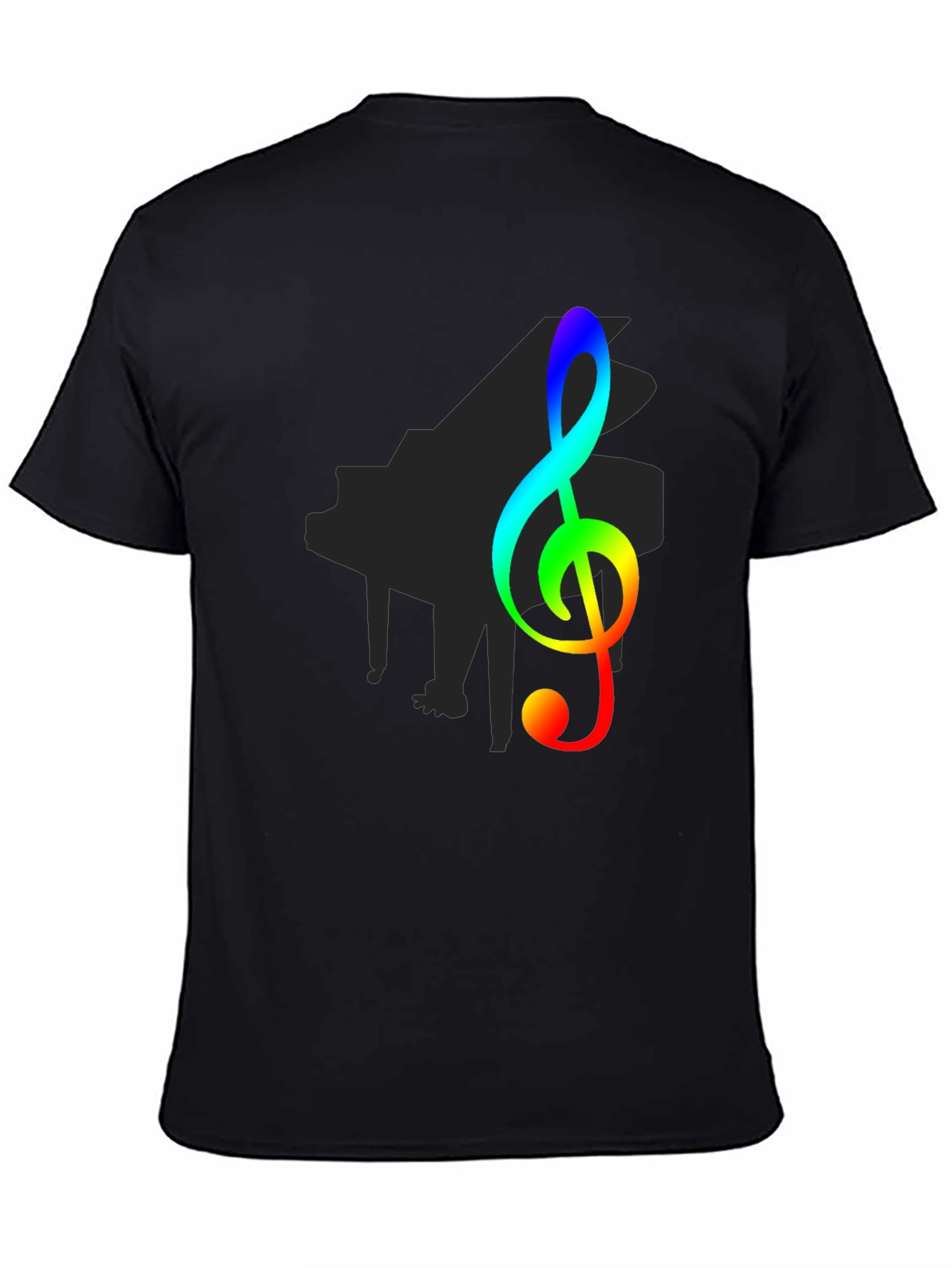 Rainbow Treble Clef Black T-Shirt