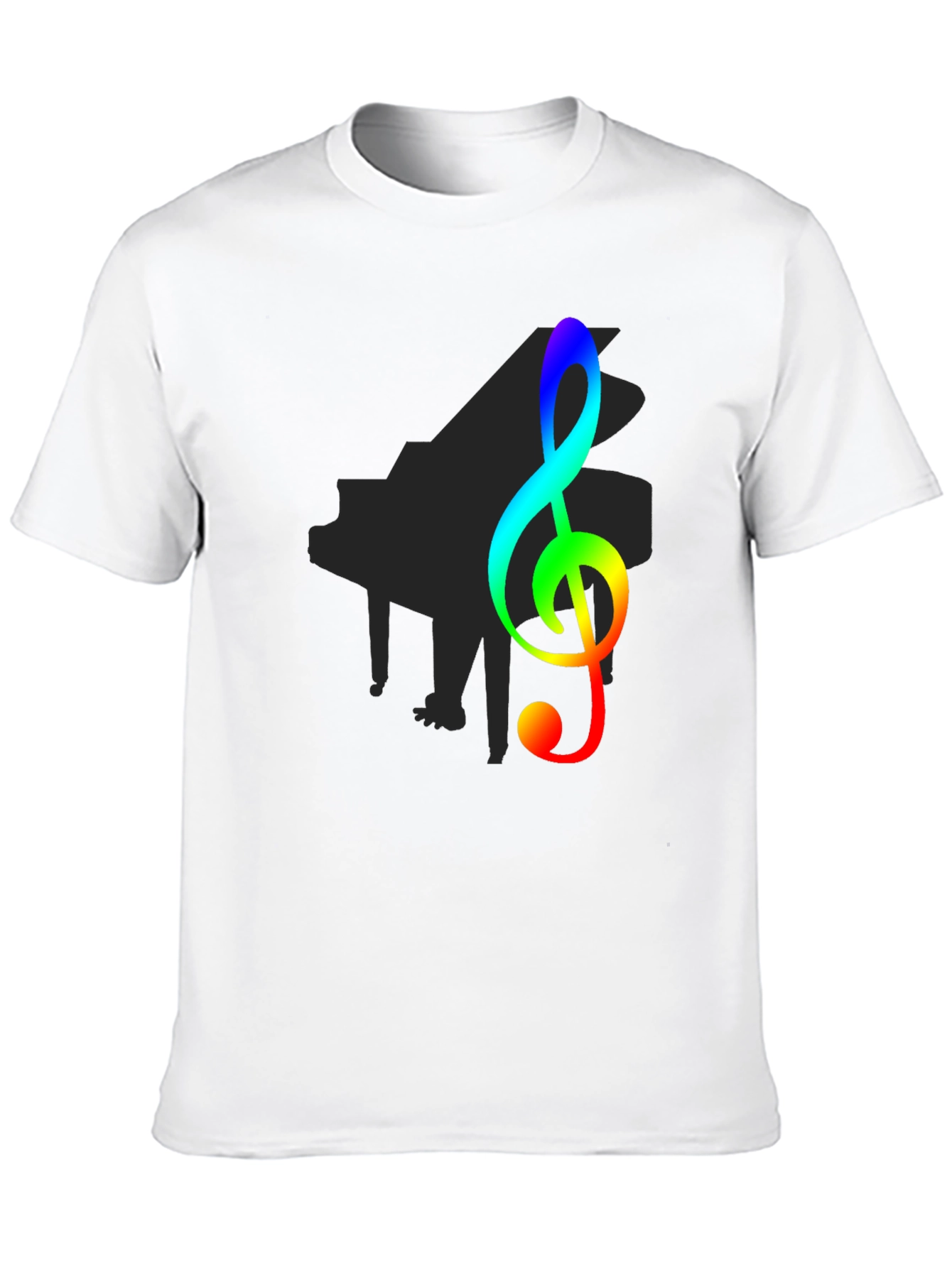Rainbow Treble Clef Black T-Shirt