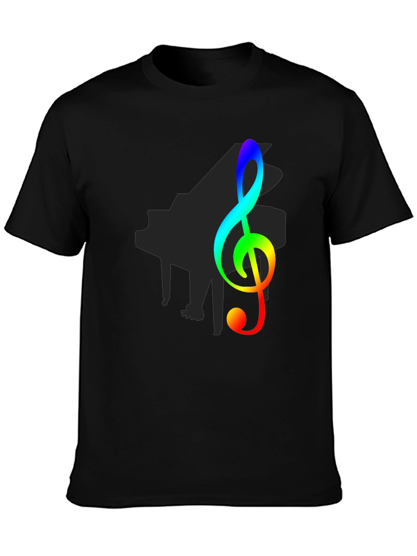Rainbow Treble Clef Black T-Shirt