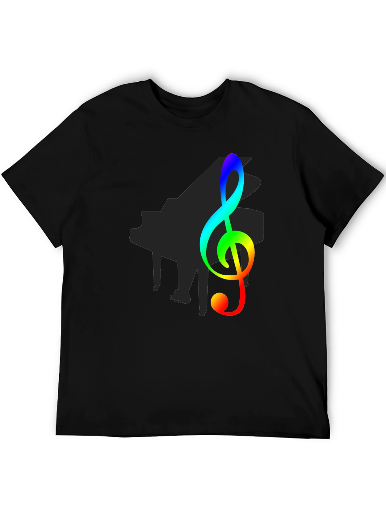 Rainbow Treble Clef Black T-Shirt