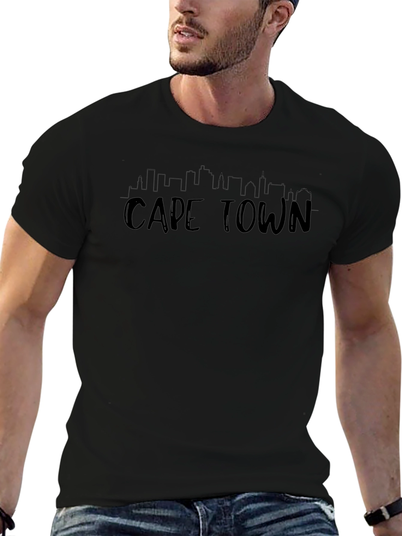 Cape Town Skyline Black Graphic T-Shirt