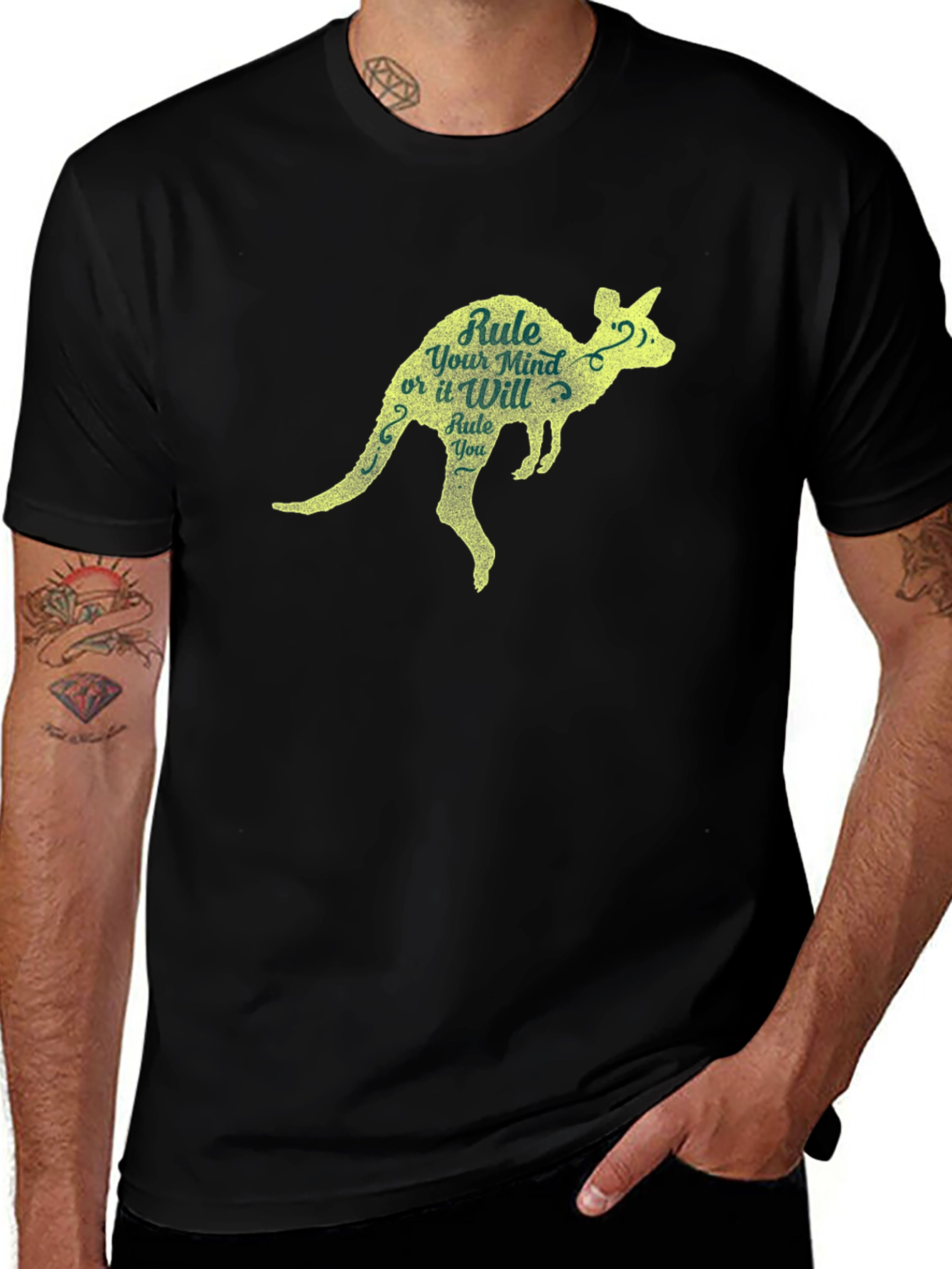 Rule Your Mind Kangaroo Graphic Tee - Black